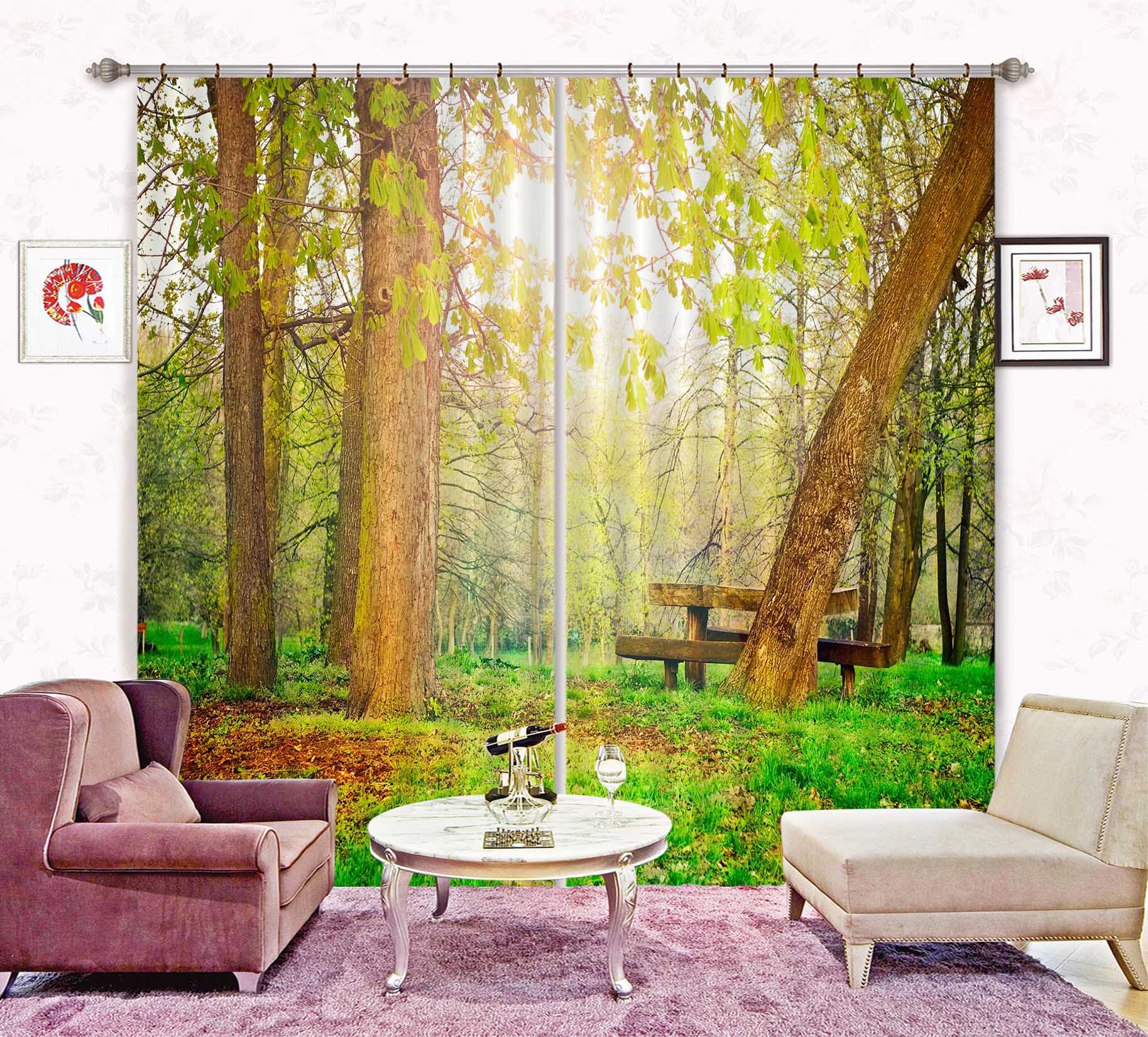 3D Sunny Forest 824 Curtains Drapes Wallpaper AJ Wallpaper 