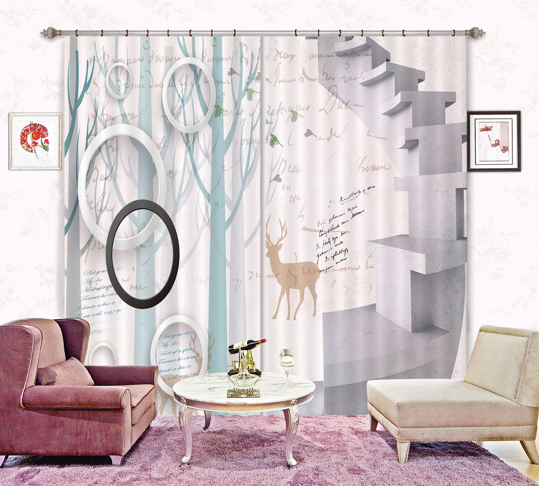 3D Forest Fawn 134 Curtains Drapes Wallpaper AJ Wallpaper 