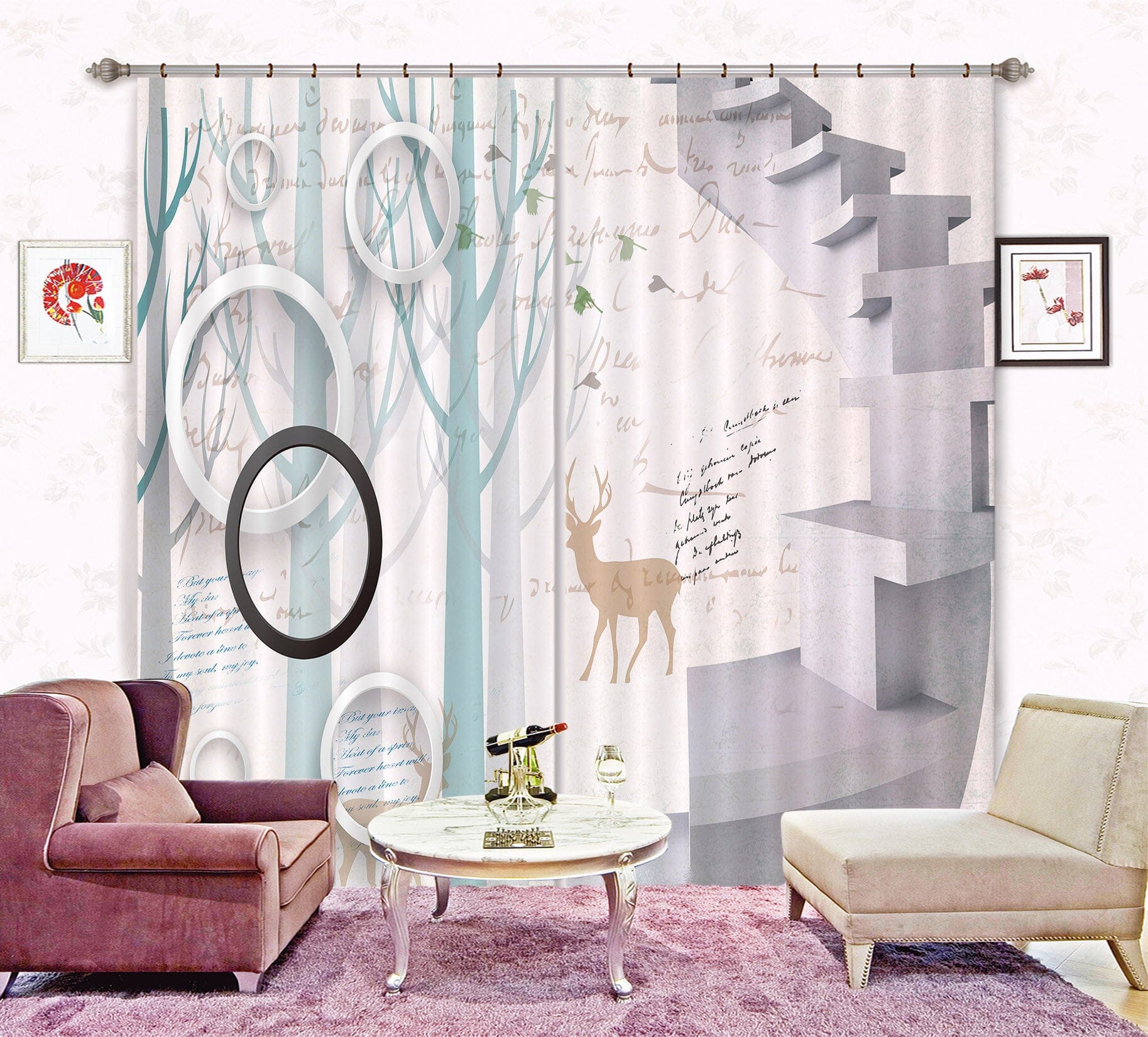 3D Forest Fawn 134 Curtains Drapes Wallpaper AJ Wallpaper 
