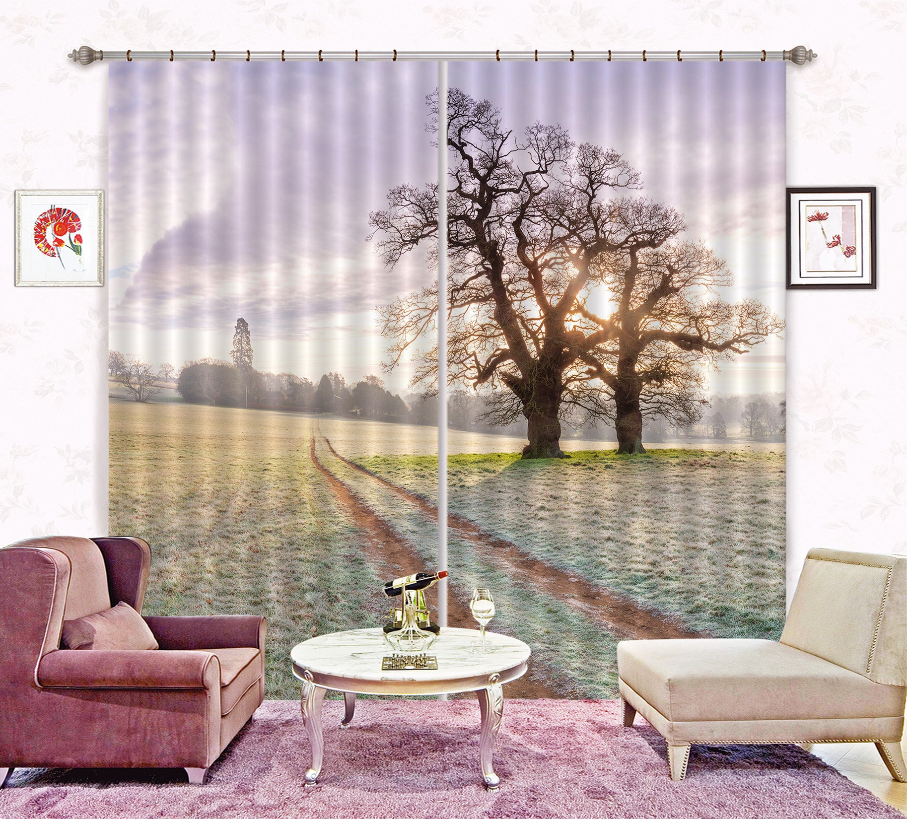 3D Park Tree 090 Assaf Frank Curtain Curtains Drapes