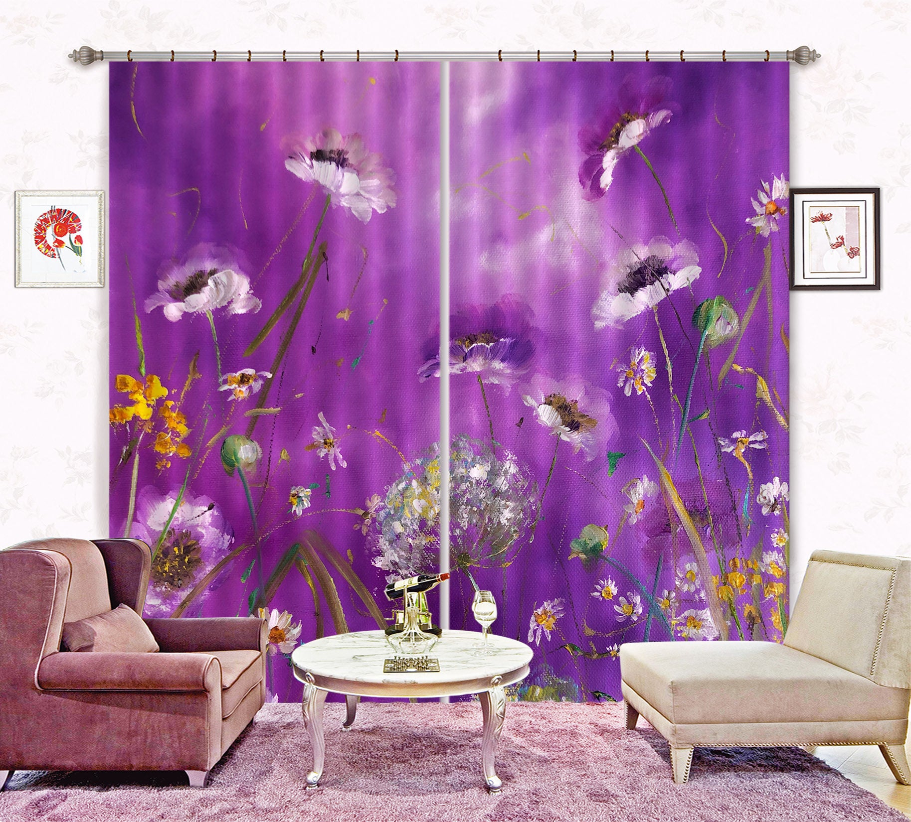 3D Purple Flower 2336 Skromova Marina Curtain Curtains Drapes