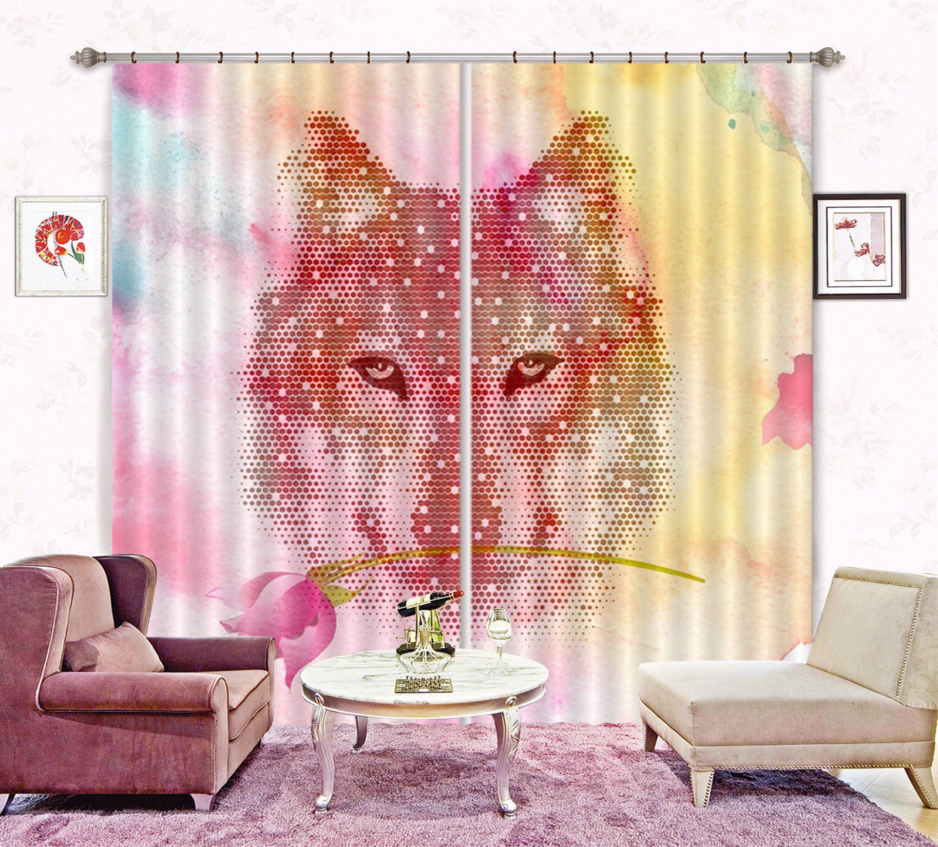 3D Dog Pattern 17 Curtains Drapes Wallpaper AJ Wallpaper 