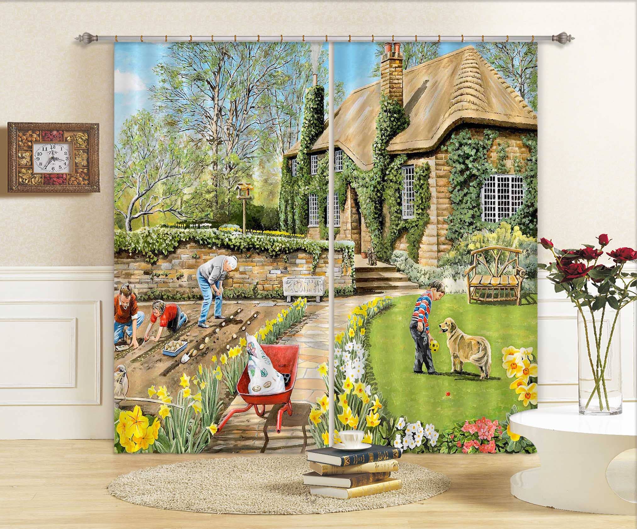 3D Spring Gardening 091 Trevor Mitchell Curtain Curtains Drapes Curtains AJ Creativity Home 