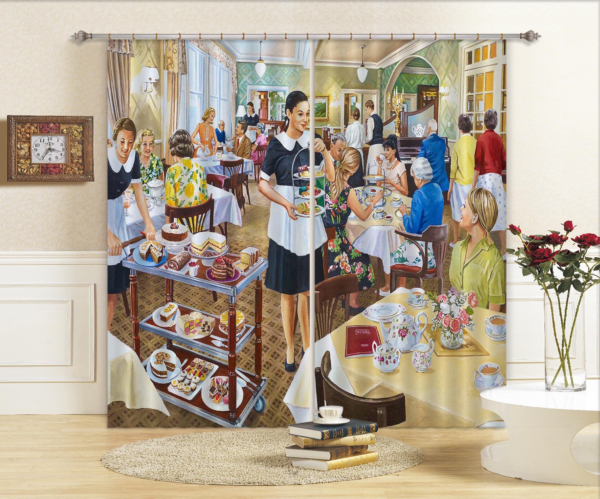 3D Afternoon Tea 708 Curtains Drapes Wallpaper AJ Wallpaper 