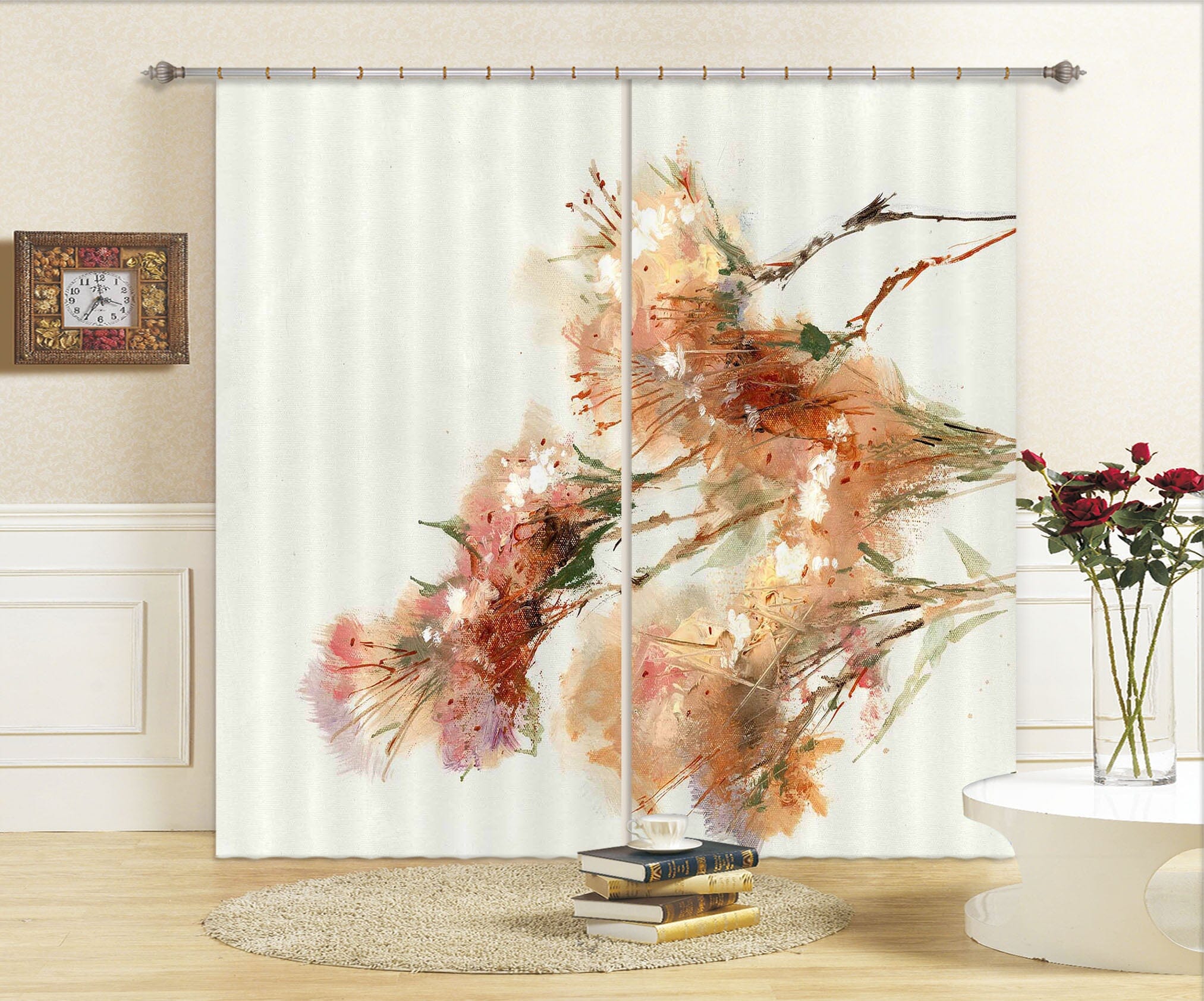 3D Colored Flower 003 Anne Farrall Doyle Curtain Curtains Drapes Curtains AJ Creativity Home 