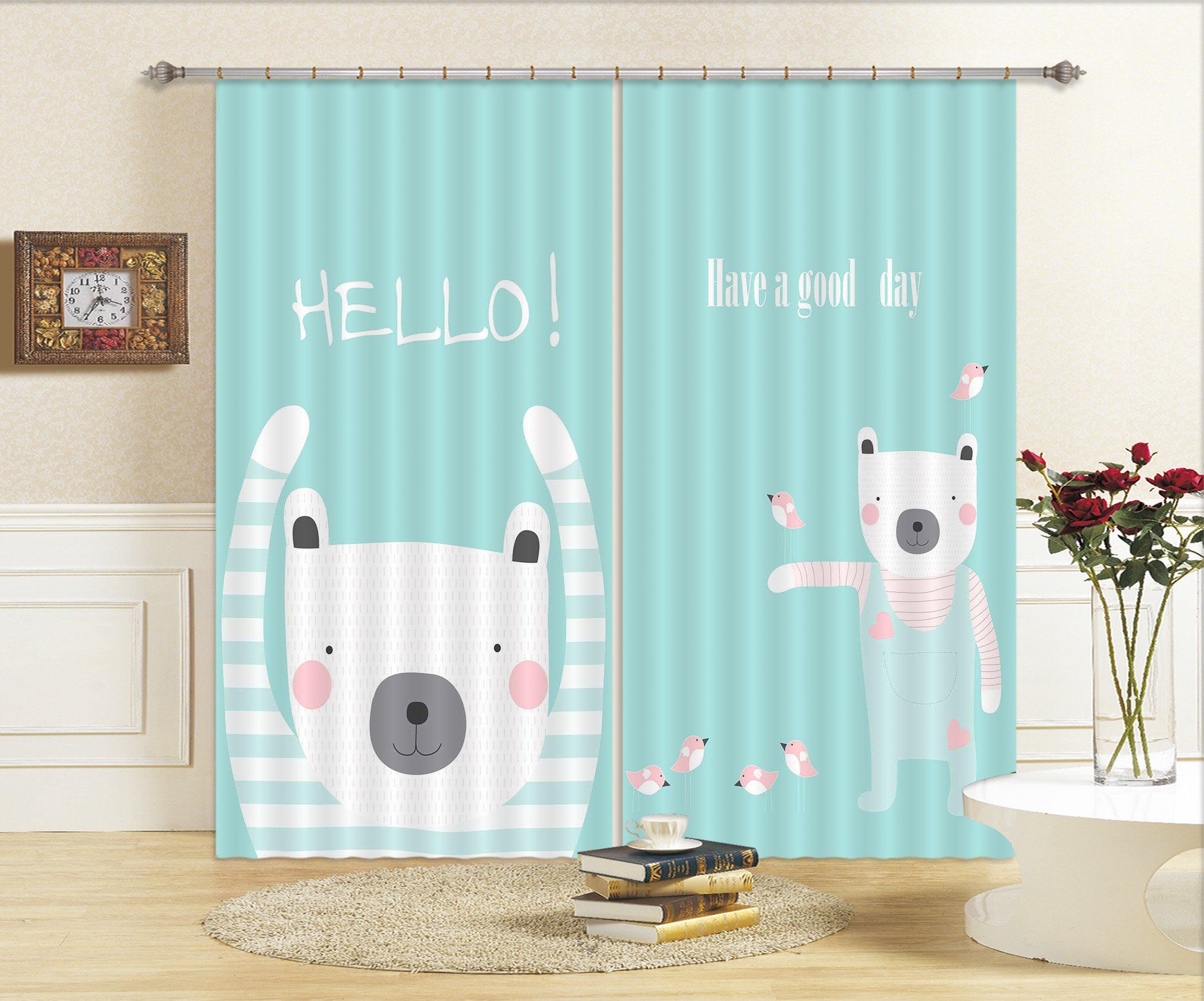 3D Cartoon Bear Pattern 2366 Curtains Drapes Wallpaper AJ Wallpaper 