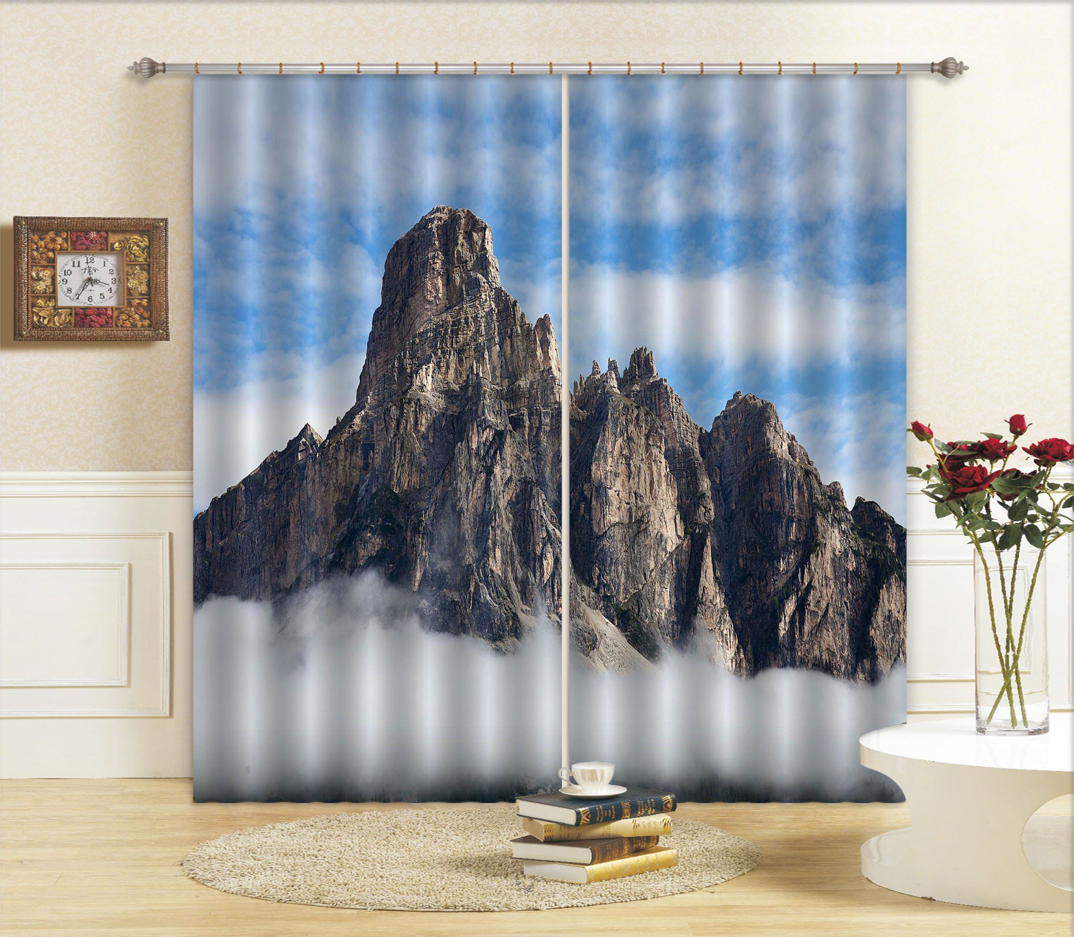 3D Stone Mountains Scenery 671 Curtains Drapes Wallpaper AJ Wallpaper 