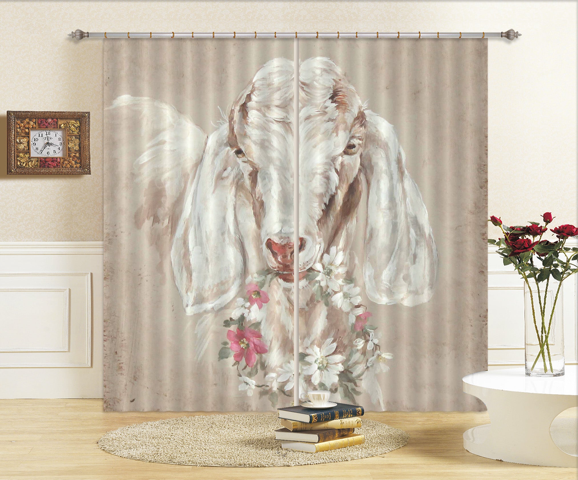 3D Sheep Wreath 3031 Debi Coules Curtain Curtains Drapes