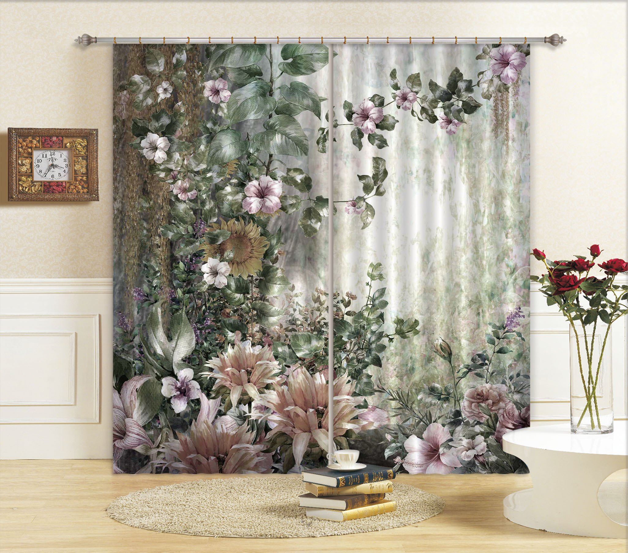 3D Dense Lush Flowers 545 Curtains Drapes Wallpaper AJ Wallpaper 