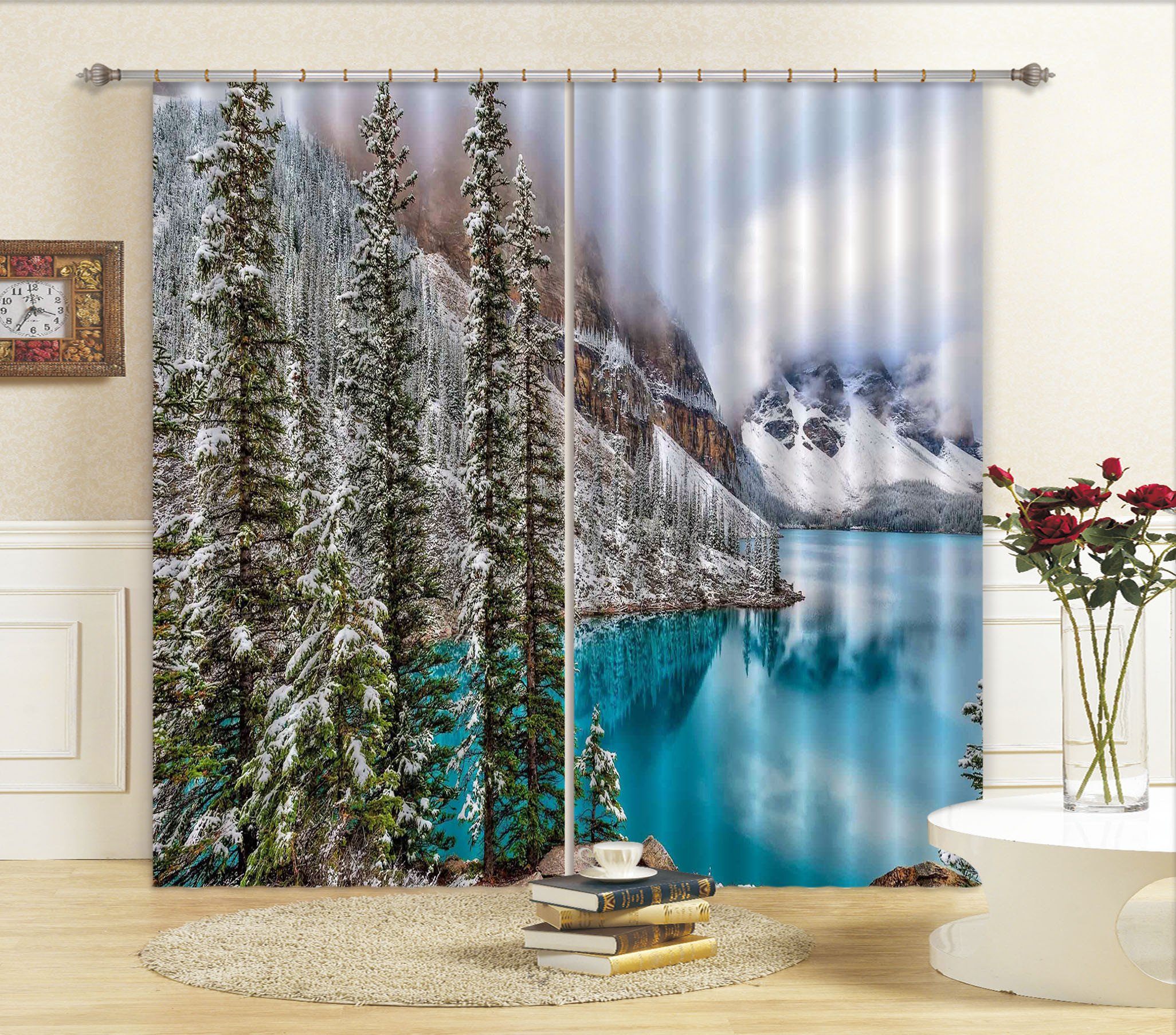 3D Snow Lake 22 Curtains Drapes Wallpaper AJ Wallpaper 