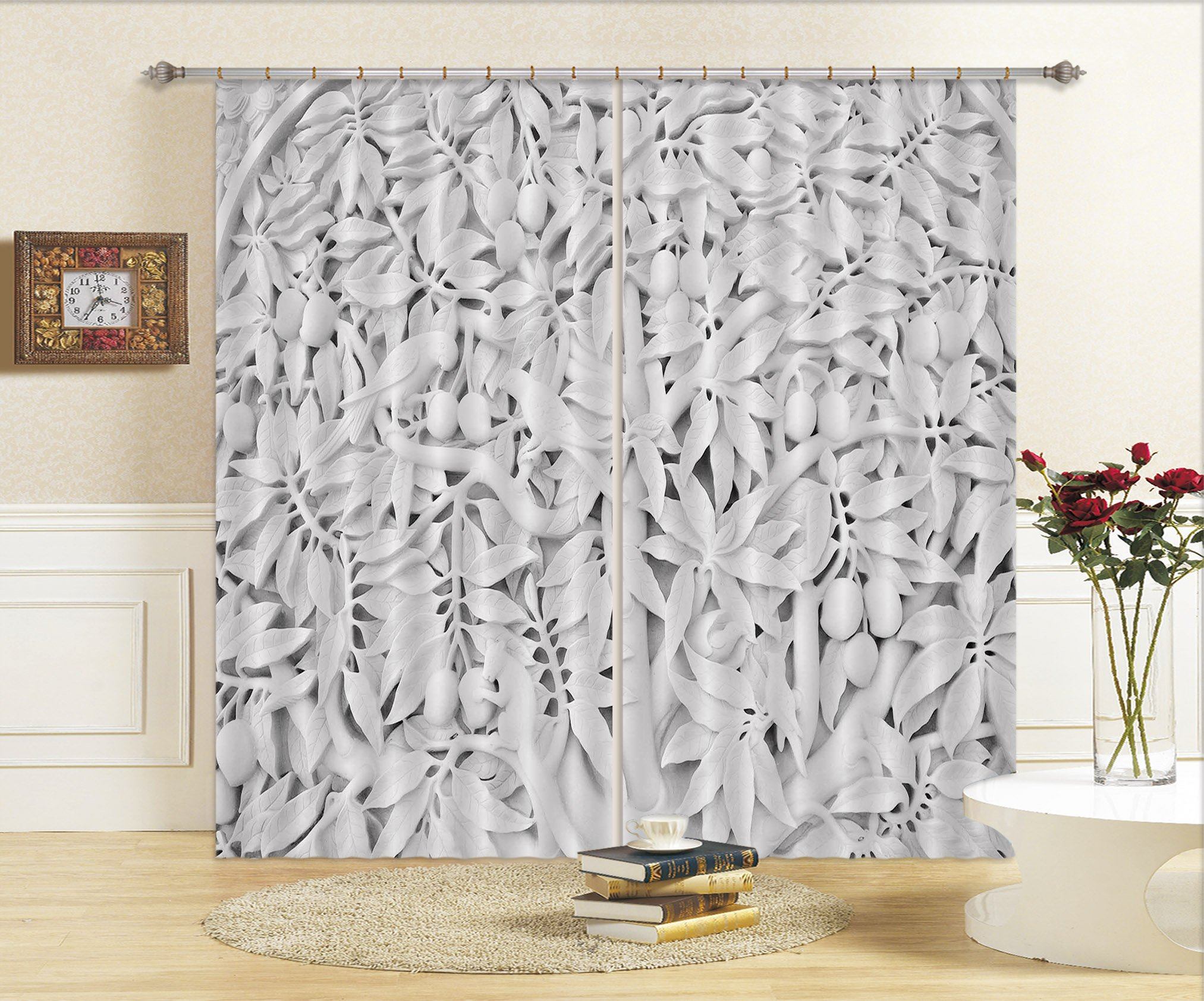 3D Bird Leaf Fruit 069 Curtains Drapes Curtains AJ Creativity Home 