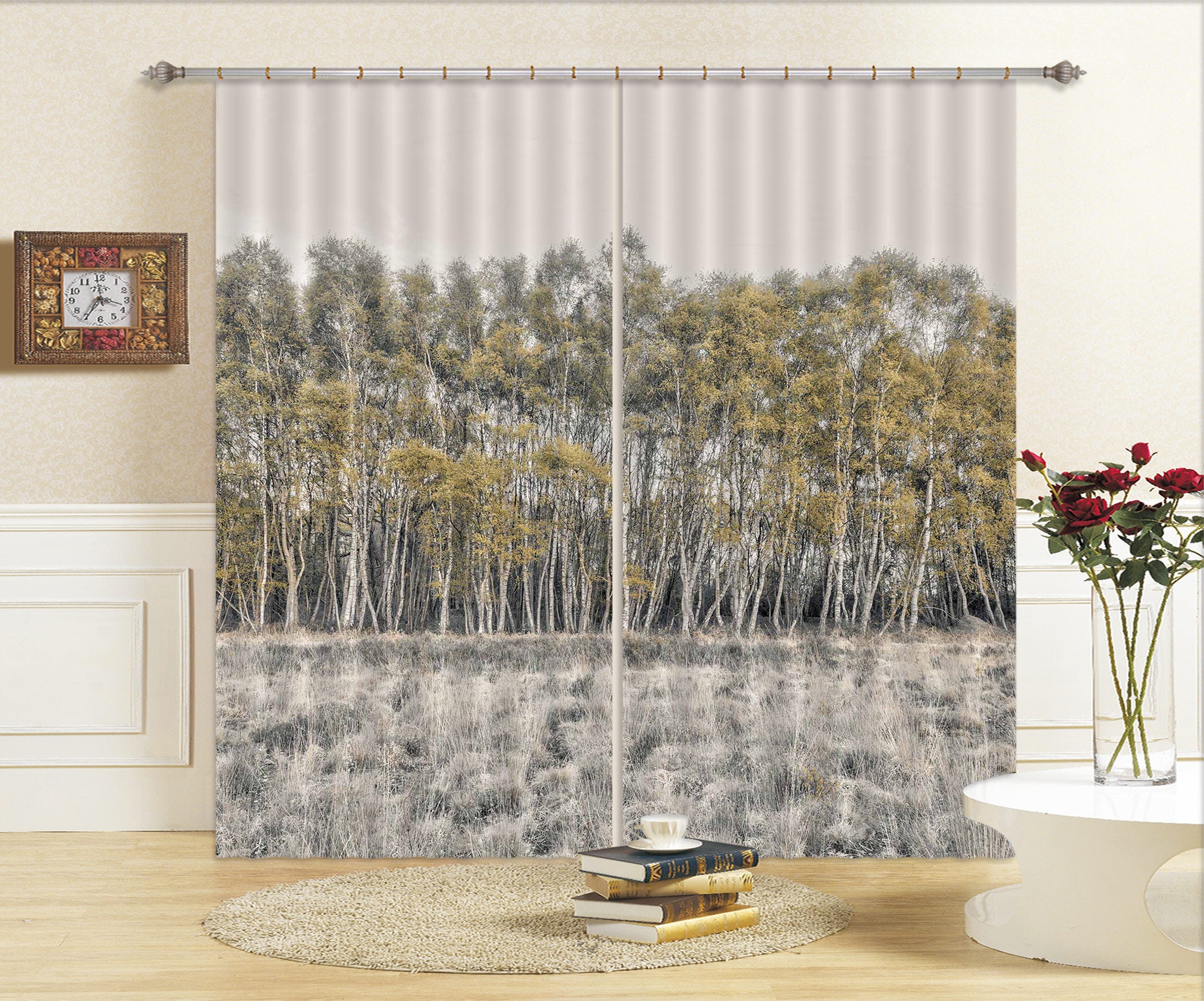 3D Yellow Forest 057 Assaf Frank Curtain Curtains Drapes