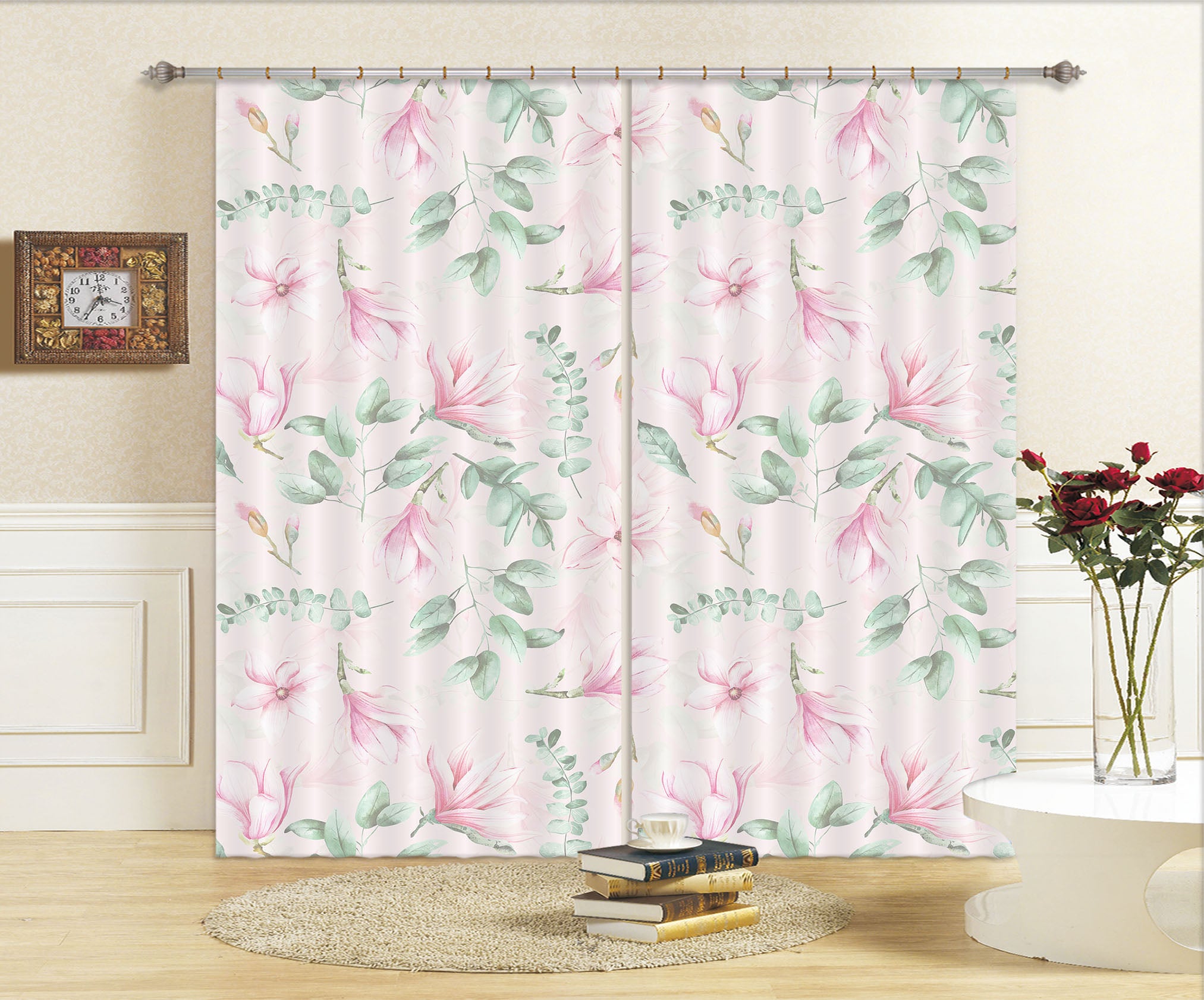 3D Pink Lily 215 Uta Naumann Curtain Curtains Drapes