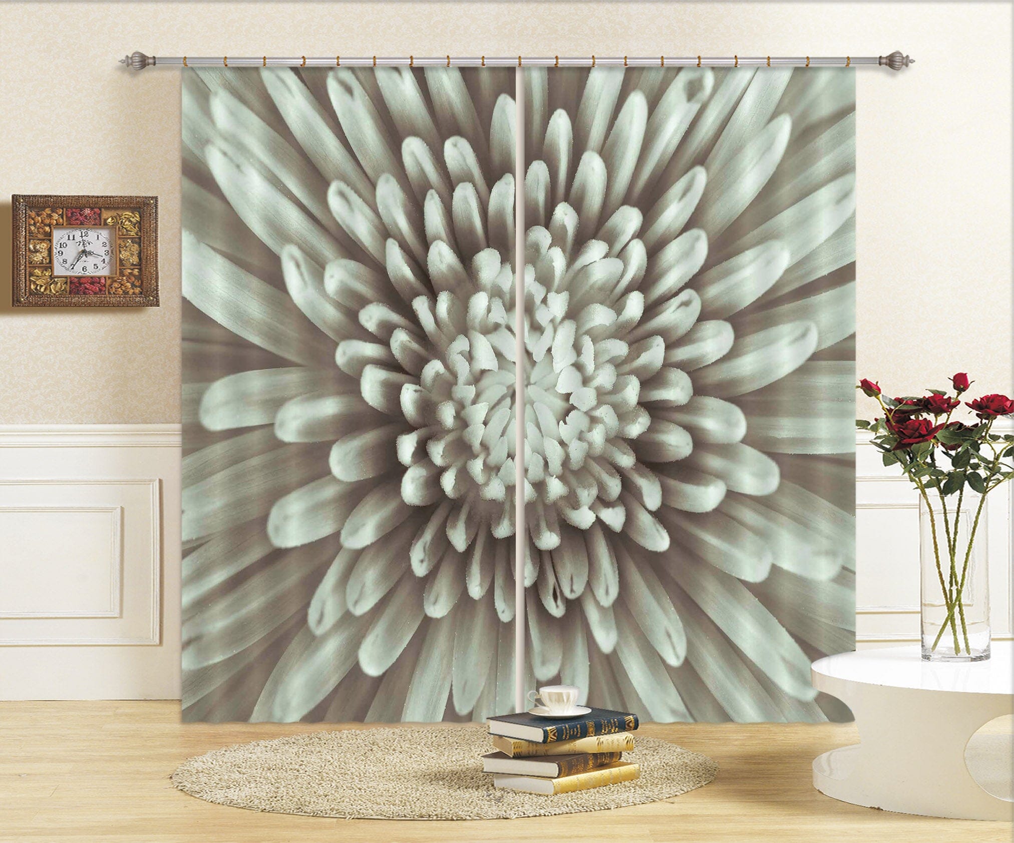 3D White Daisy 001 Assaf Frank Curtain Curtains Drapes Curtains AJ Creativity Home 
