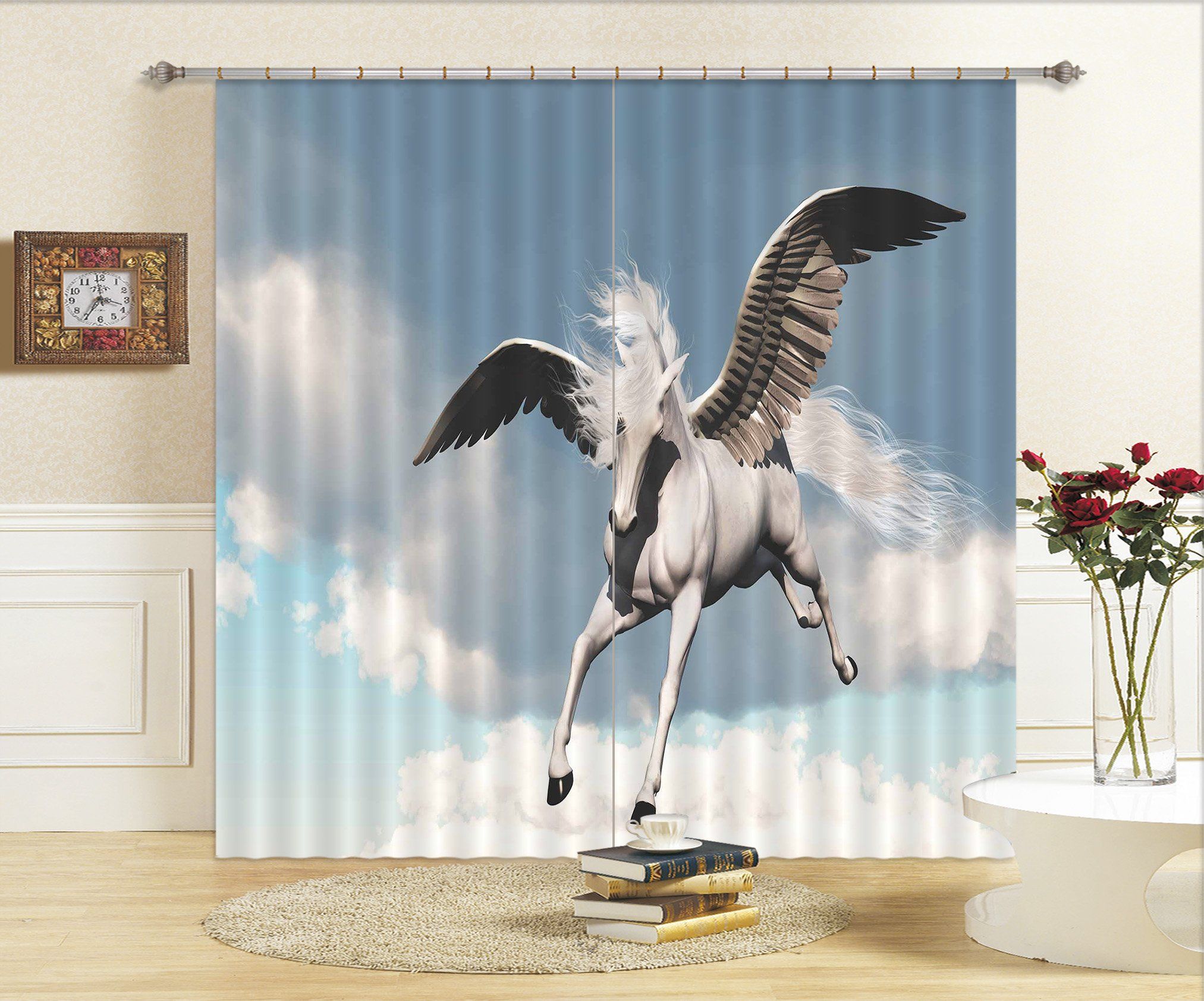 3D Flying Wings Unicorns 095 Curtains Drapes Curtains AJ Creativity Home 