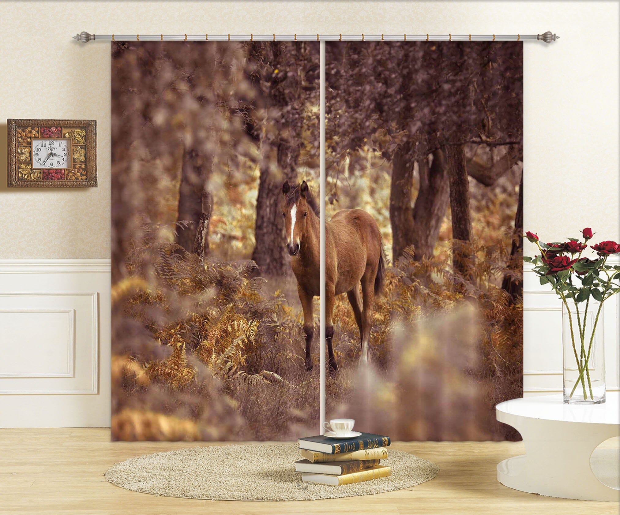 3D Forest Horse 206 Assaf Frank Curtain Curtains Drapes Curtains AJ Creativity Home 