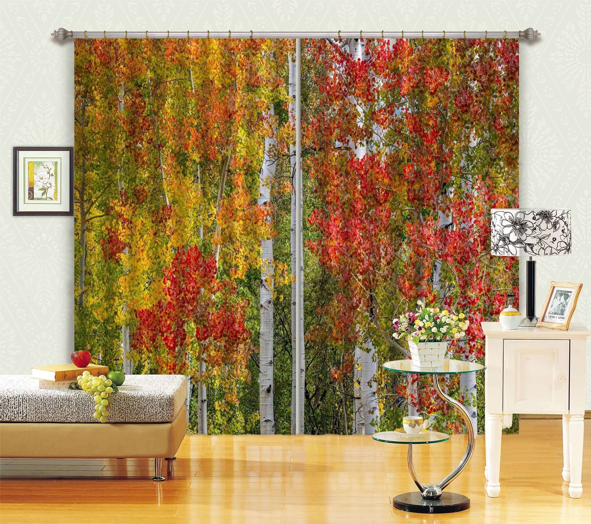 3D Autumn Leaves 062 Marco Carmassi Curtain Curtains Drapes Curtains AJ Creativity Home 