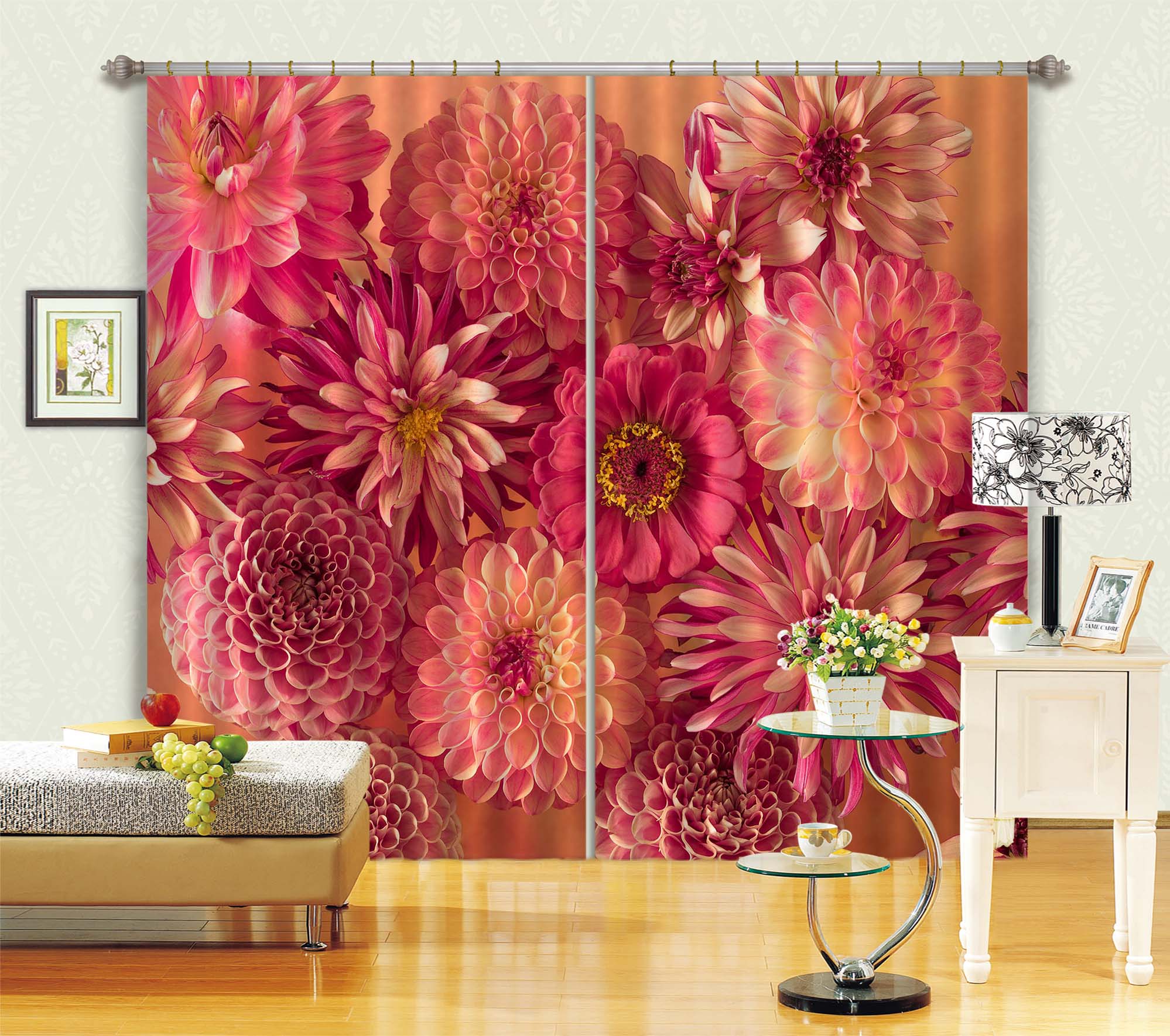 3D Bright Flowers 6328 Assaf Frank Curtain Curtains Drapes