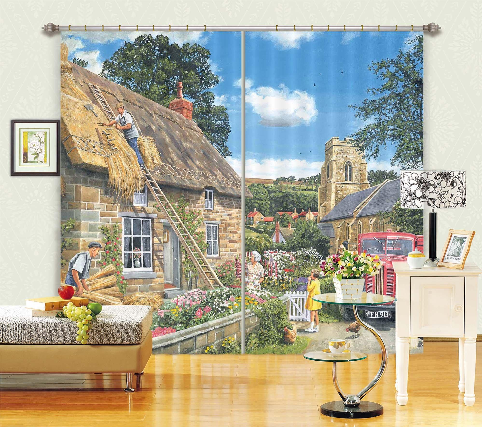 3D A New Thatch 041 Trevor Mitchell Curtain Curtains Drapes Curtains AJ Creativity Home 