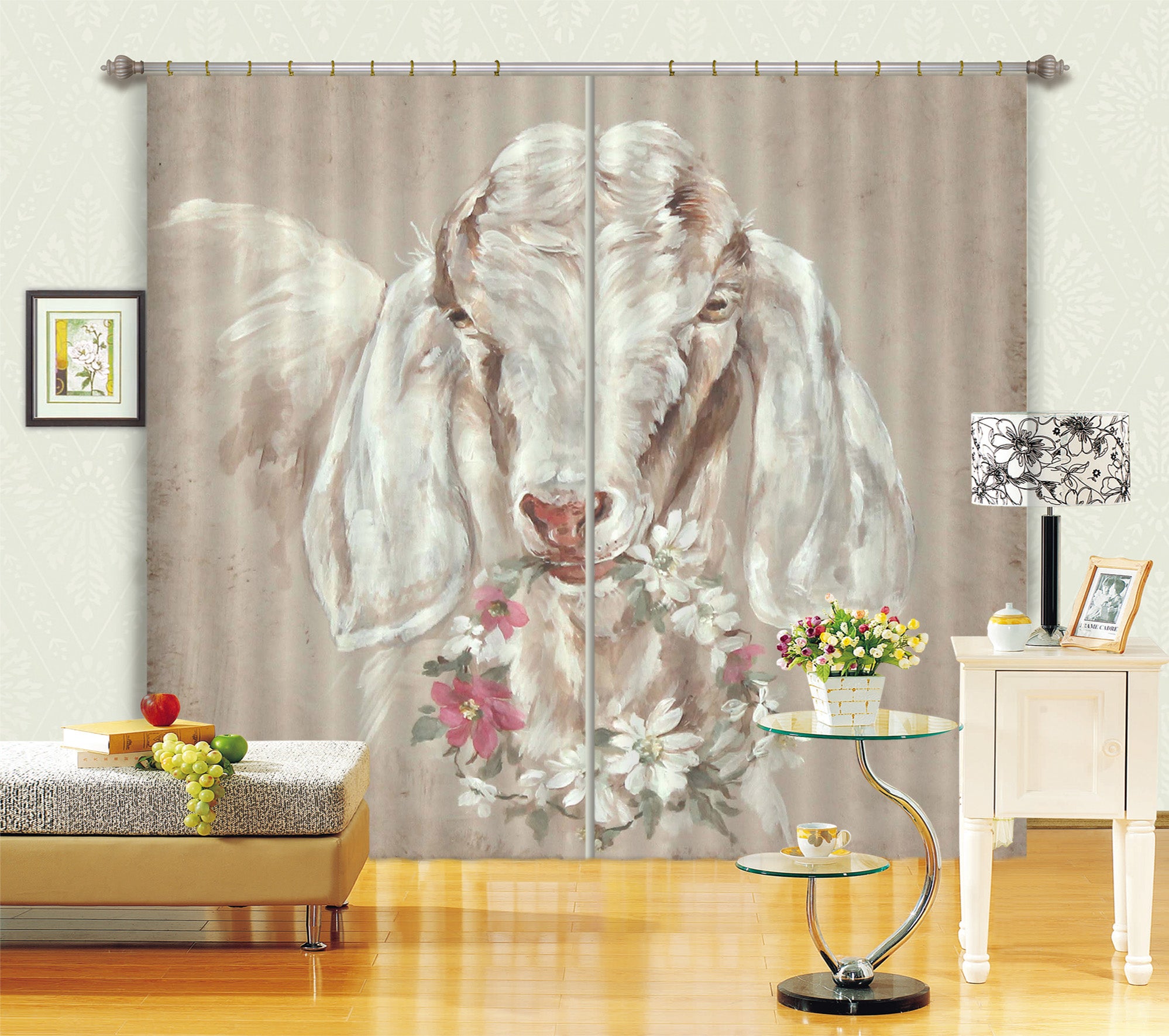 3D Sheep Wreath 3031 Debi Coules Curtain Curtains Drapes