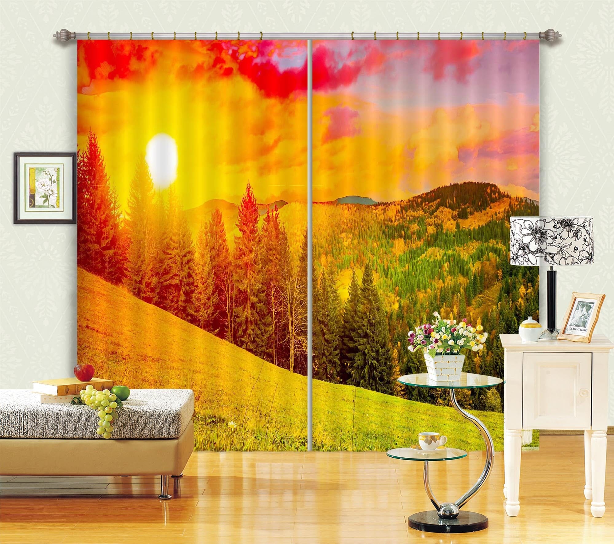 3D Sunset Steppe 837 Curtains Drapes Wallpaper AJ Wallpaper 