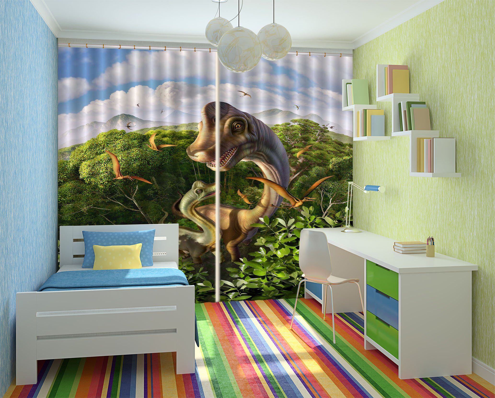 3D Brachiosaurus 041 Jerry LoFaro Curtain Curtains Drapes Curtains AJ Creativity Home 