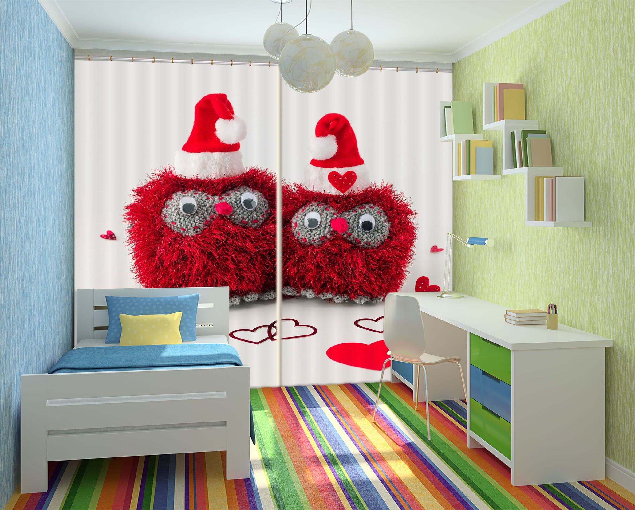 3D Red Chick 229 Assaf Frank Curtain Curtains Drapes Curtains AJ Creativity Home 