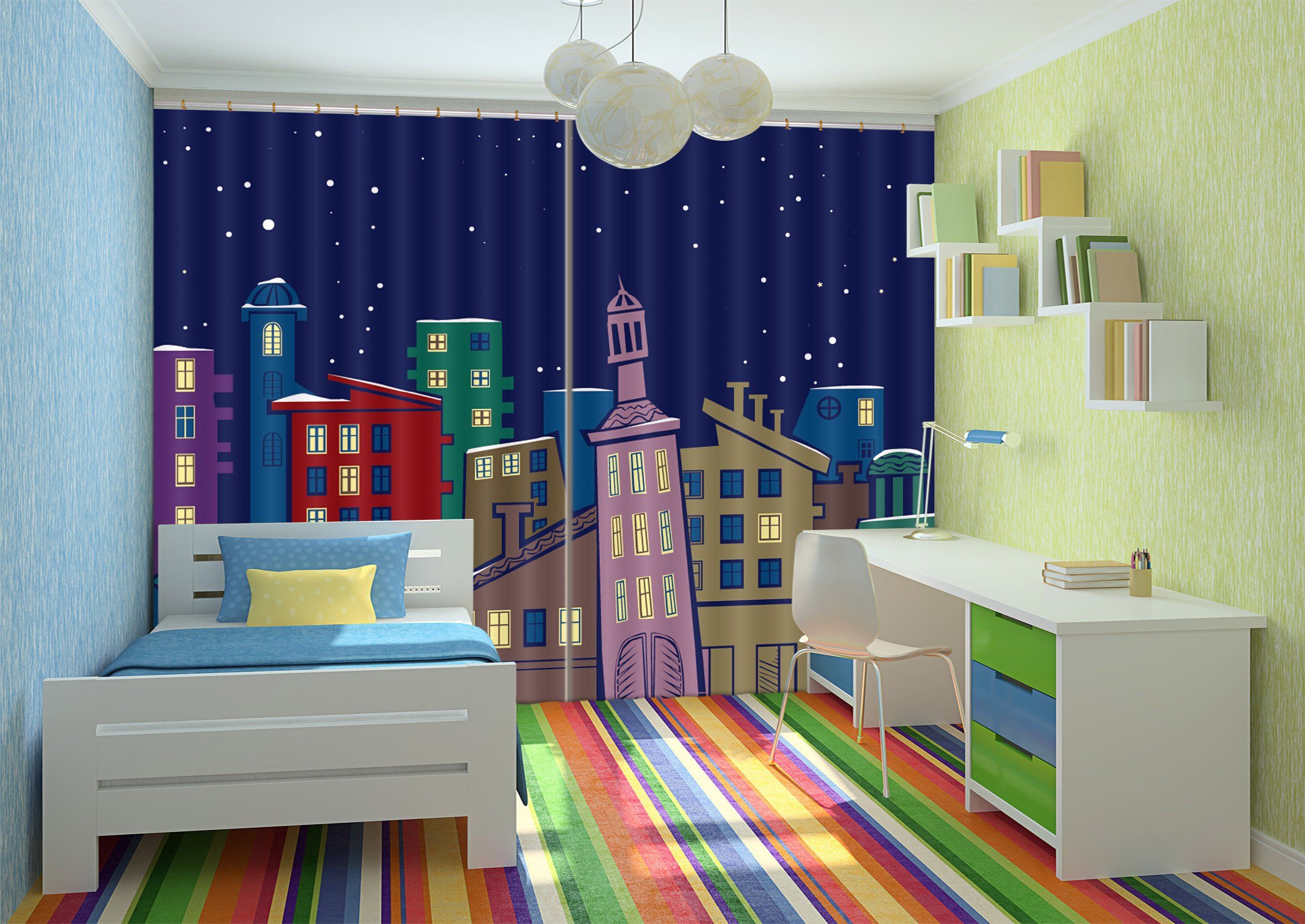 3D Buildings Painting 591 Curtains Drapes Wallpaper AJ Wallpaper 