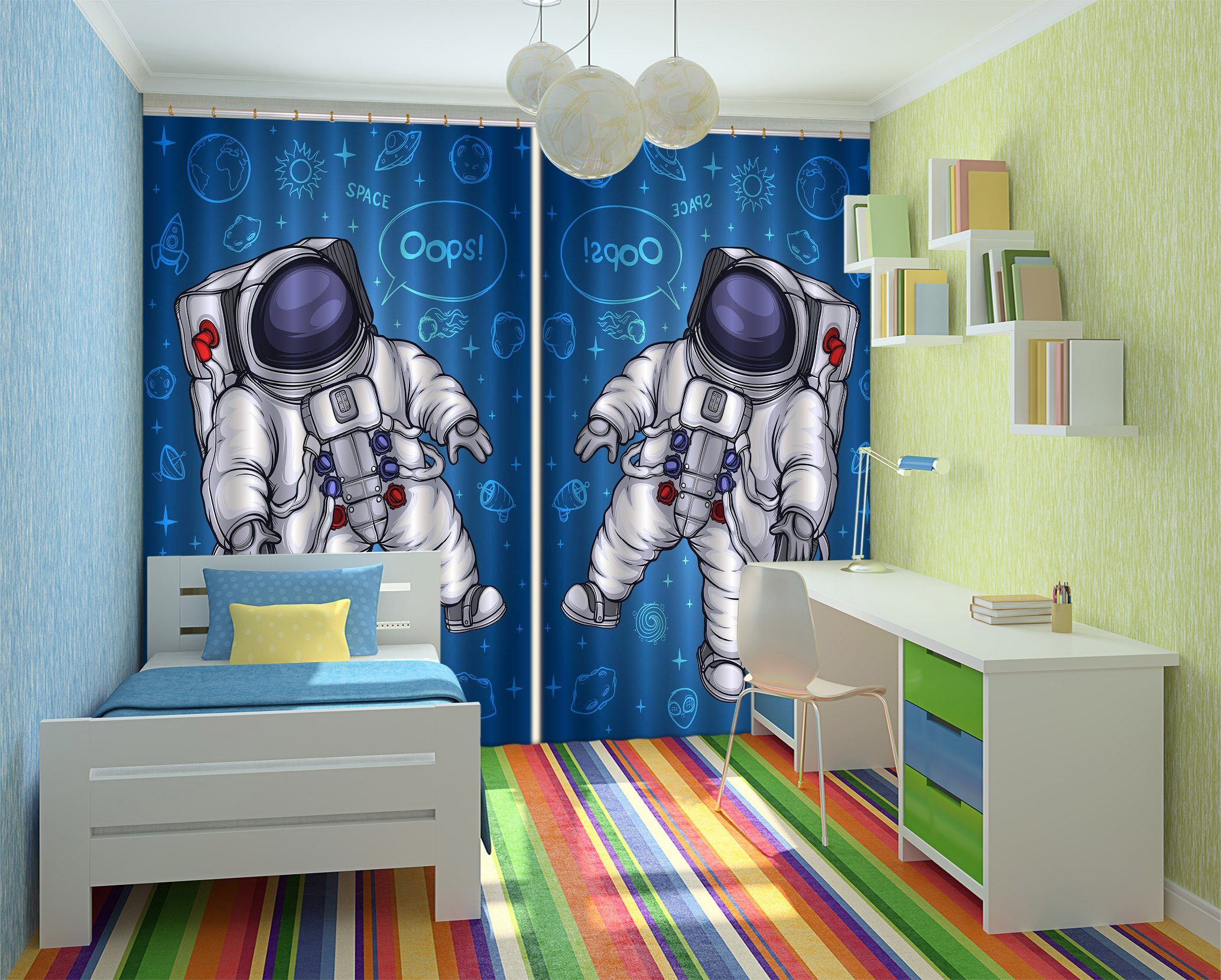 3D Astronaut 2405 Curtains Drapes Wallpaper AJ Wallpaper 