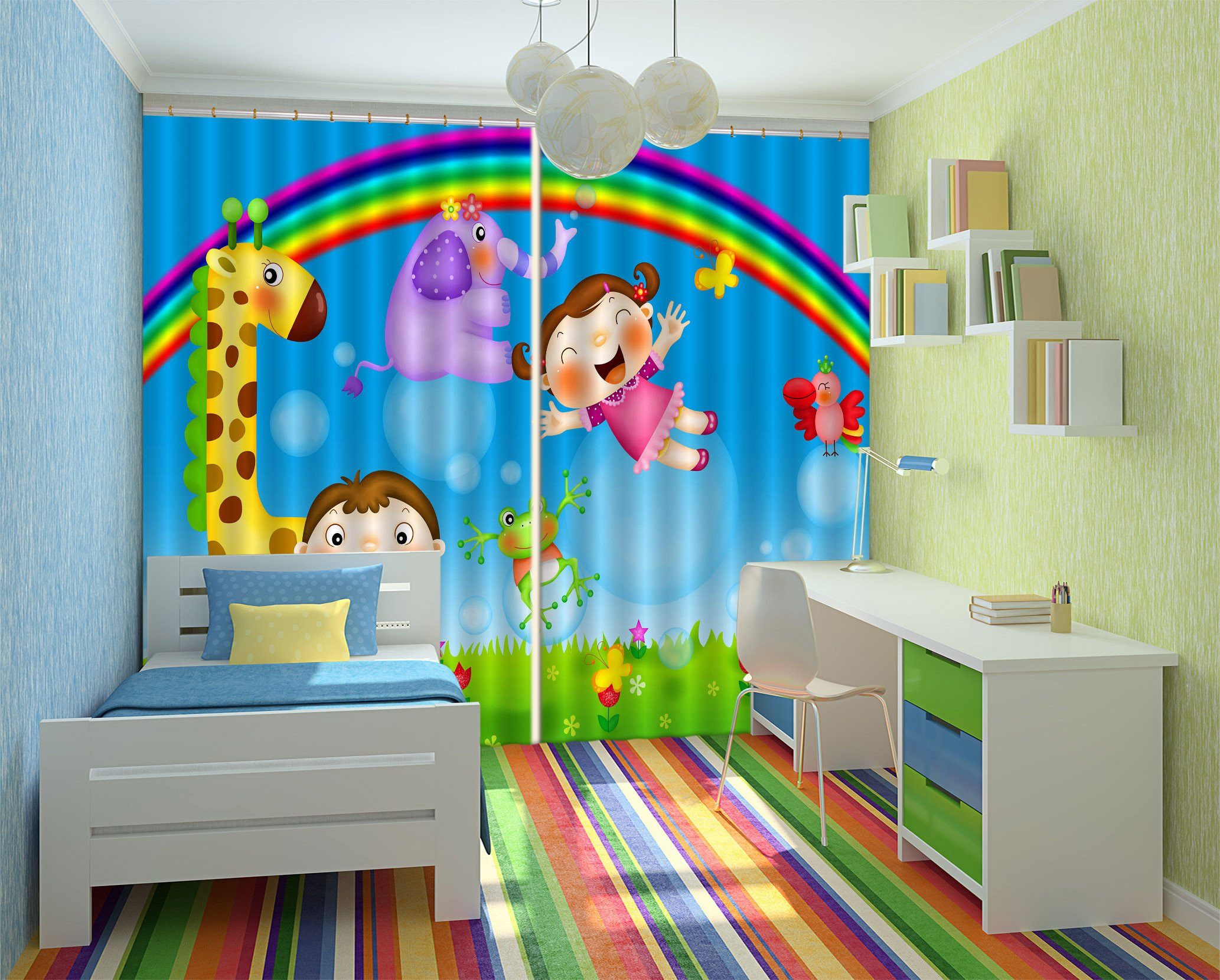 3D Lovely Children Animals 164 Curtains Drapes Wallpaper AJ Wallpaper 