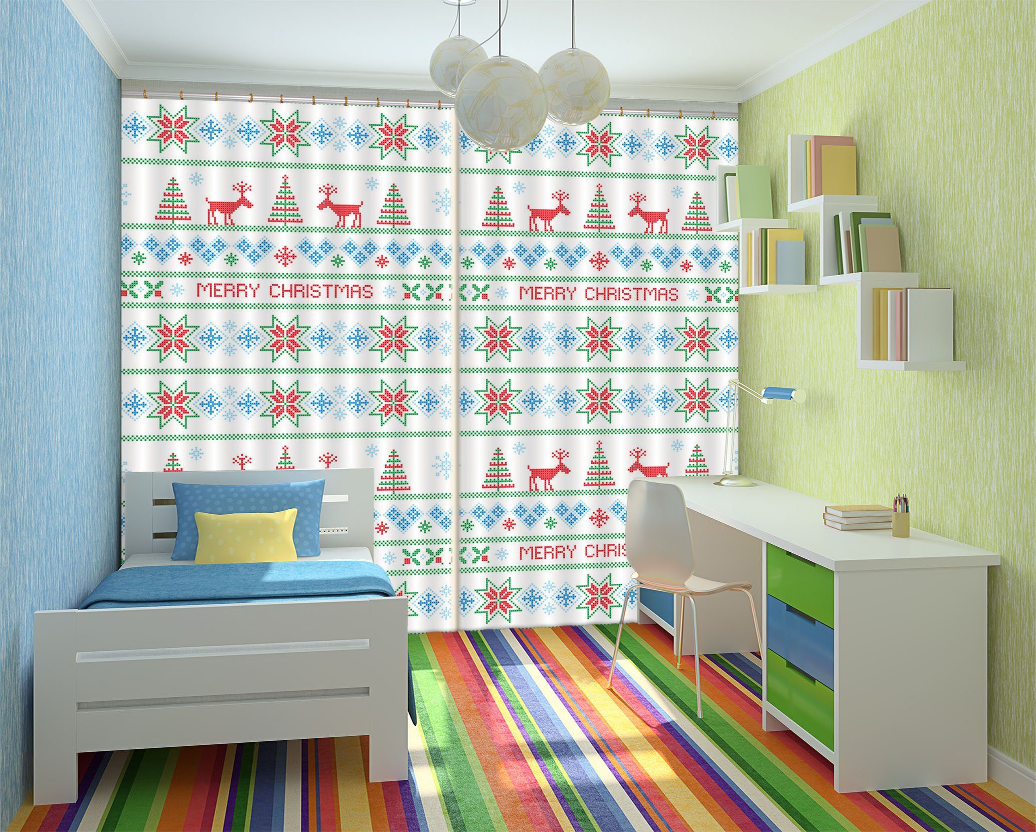 3D Cross Stitch Snowflake 38 Curtains Drapes Curtains AJ Creativity Home 