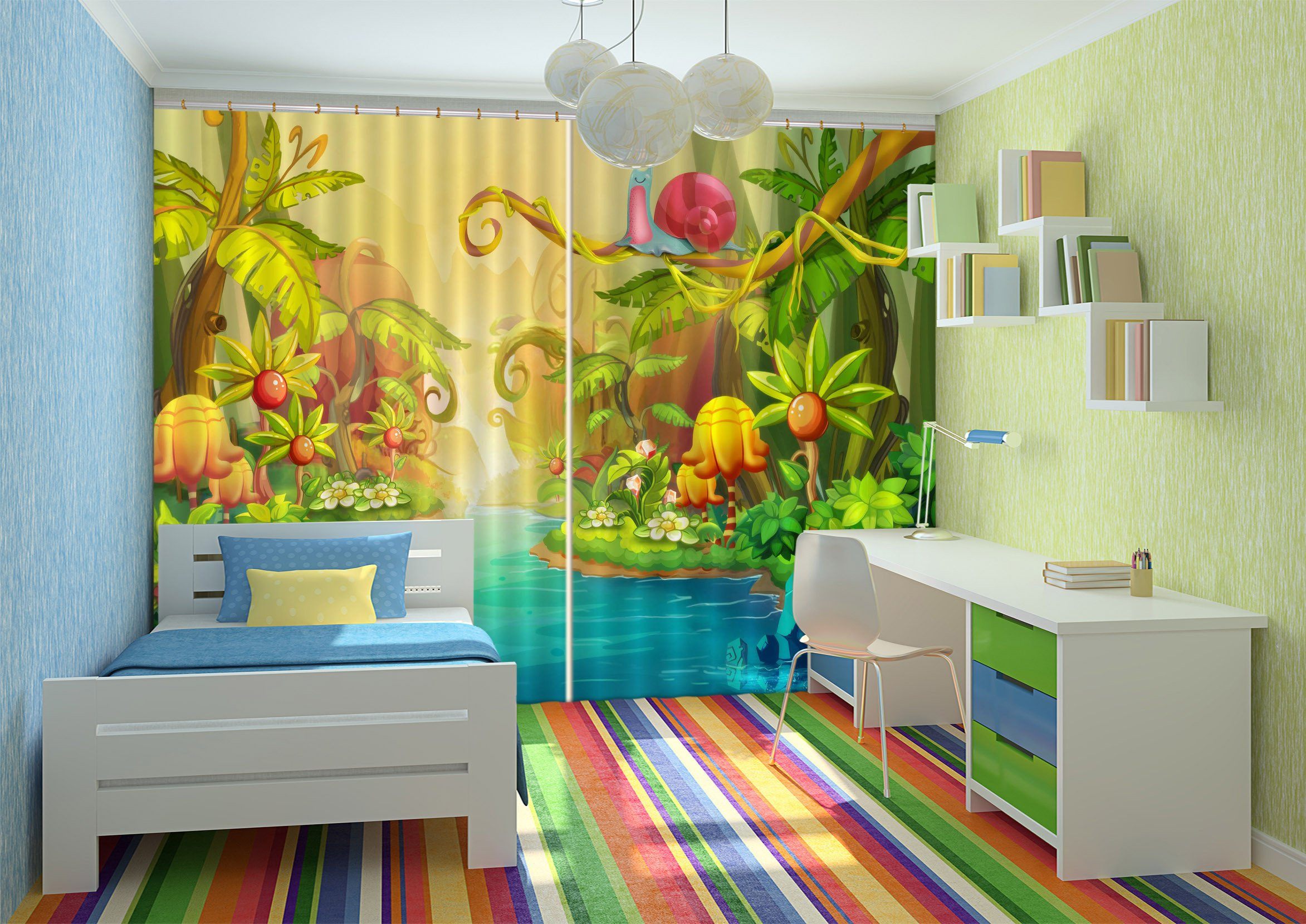 3D Forest River Painting 541 Curtains Drapes Wallpaper AJ Wallpaper 