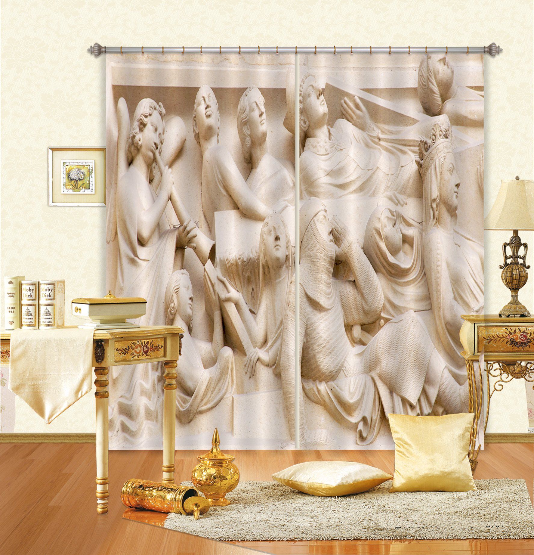 3D Playing The Flute 002 Curtains Drapes Curtains AJ Creativity Home 