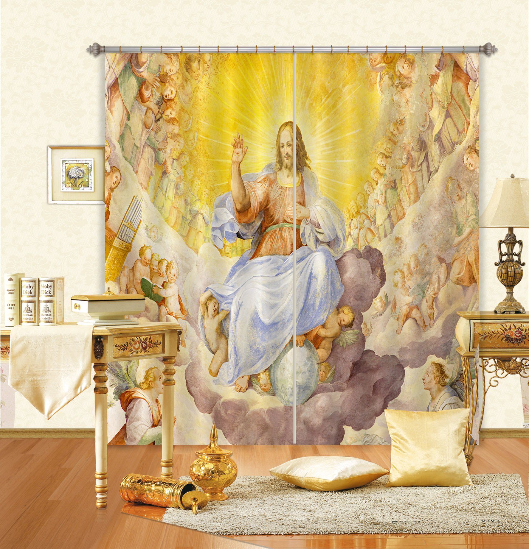 3D Throne Pearl 034 Curtains Drapes Curtains AJ Creativity Home 