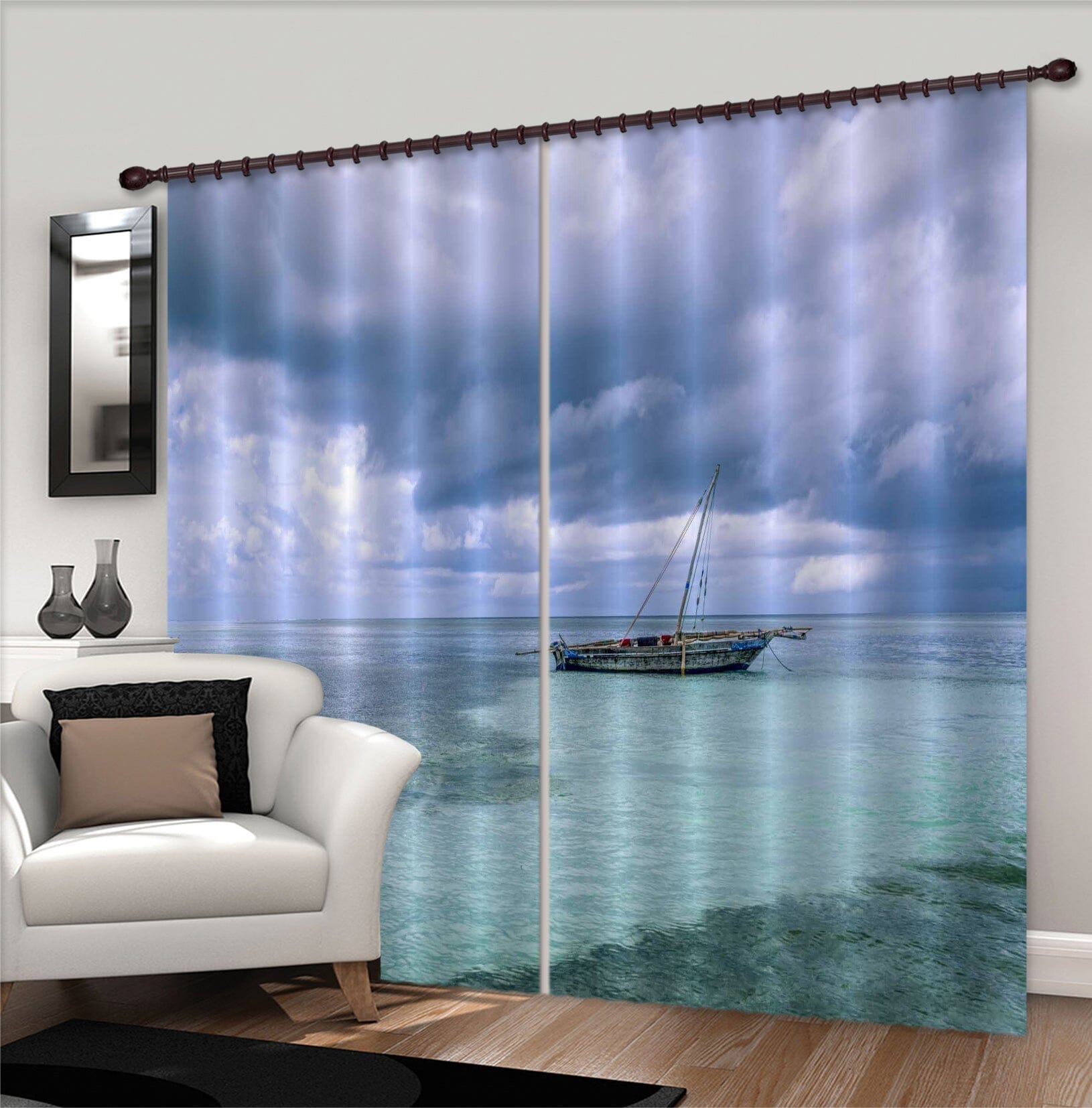 3D Sea Boat 109 Marco Carmassi Curtain Curtains Drapes Curtains AJ Creativity Home 