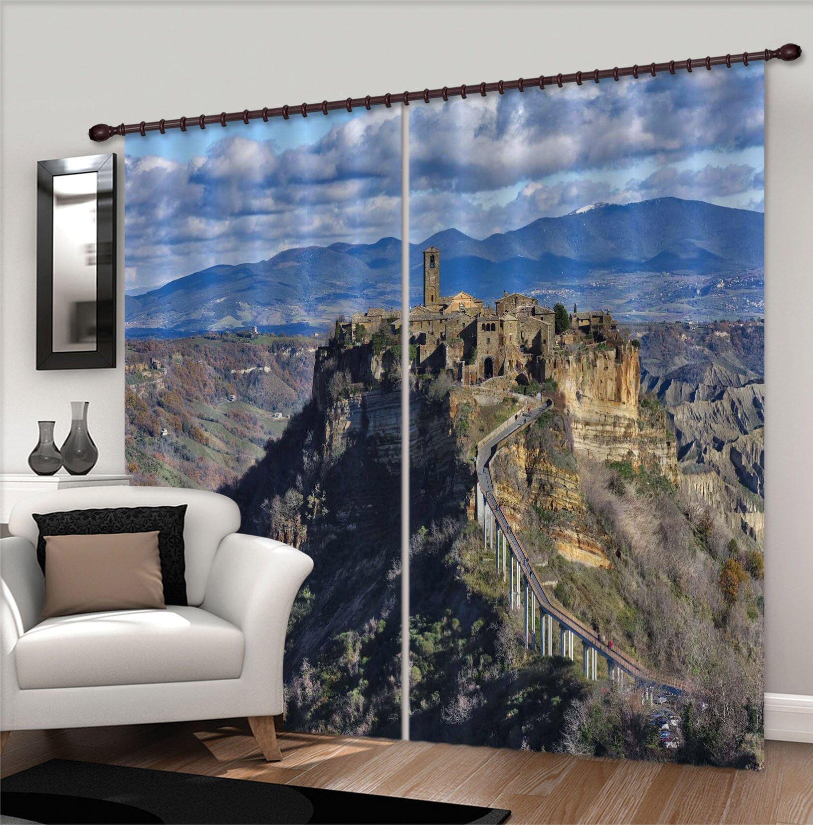 3D Sunny Mountain 124 Marco Carmassi Curtain Curtains Drapes Curtains AJ Creativity Home 