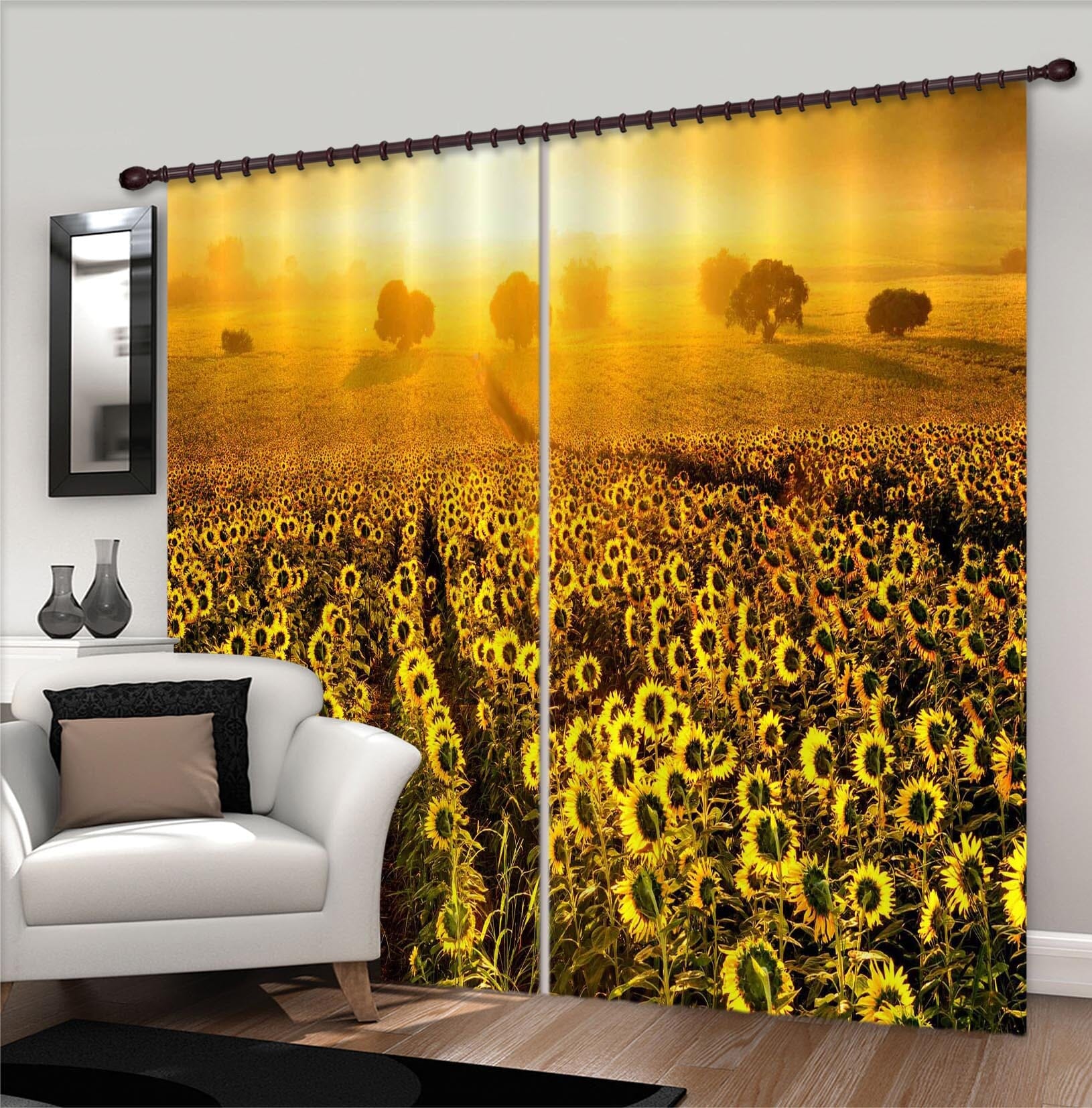 3D Sunflower Estate 843 Curtains Drapes Wallpaper AJ Wallpaper 