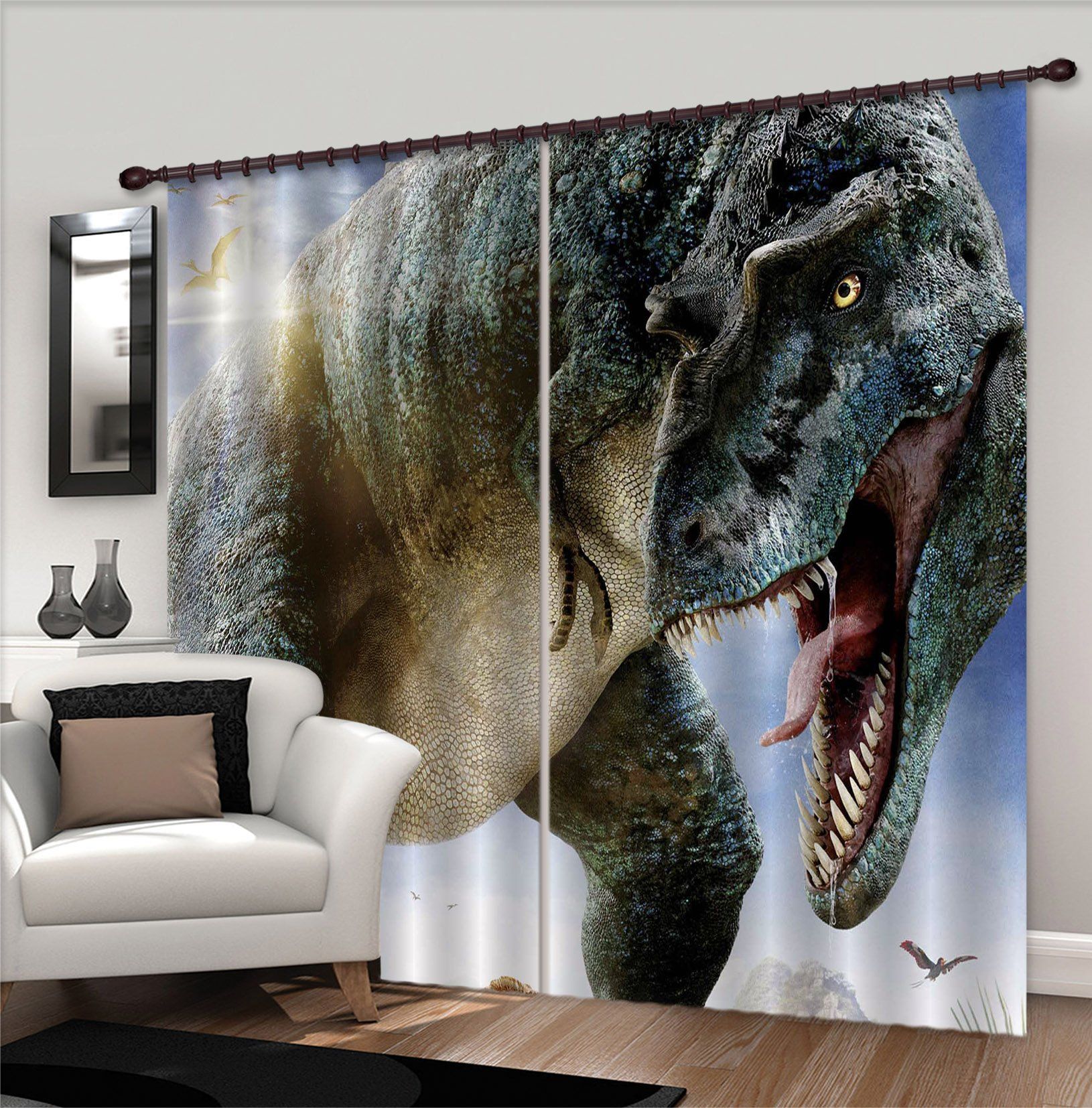 3D Sunlight Tyrannosaurus 139 Curtains Drapes Curtains AJ Creativity Home 