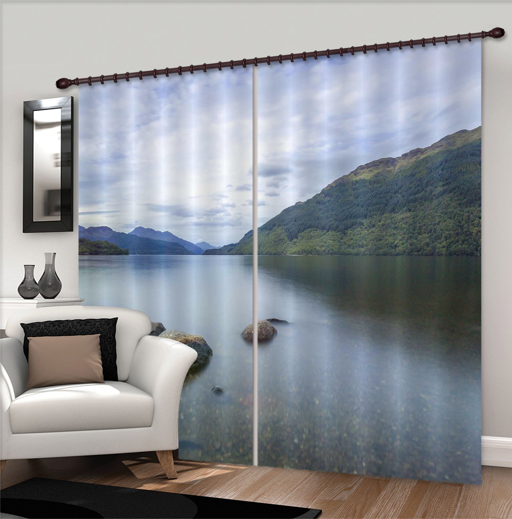 3D Stone Lake 042 Assaf Frank Curtain Curtains Drapes