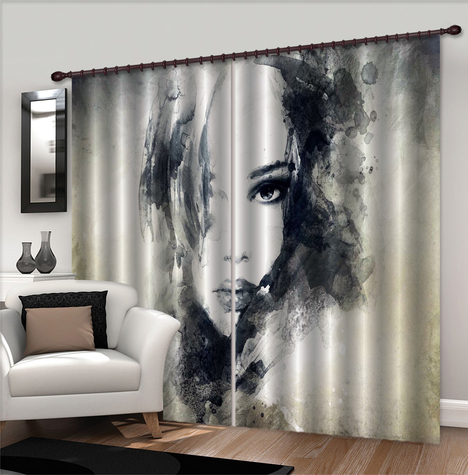3D Ink Painting Model 006 Curtains Drapes