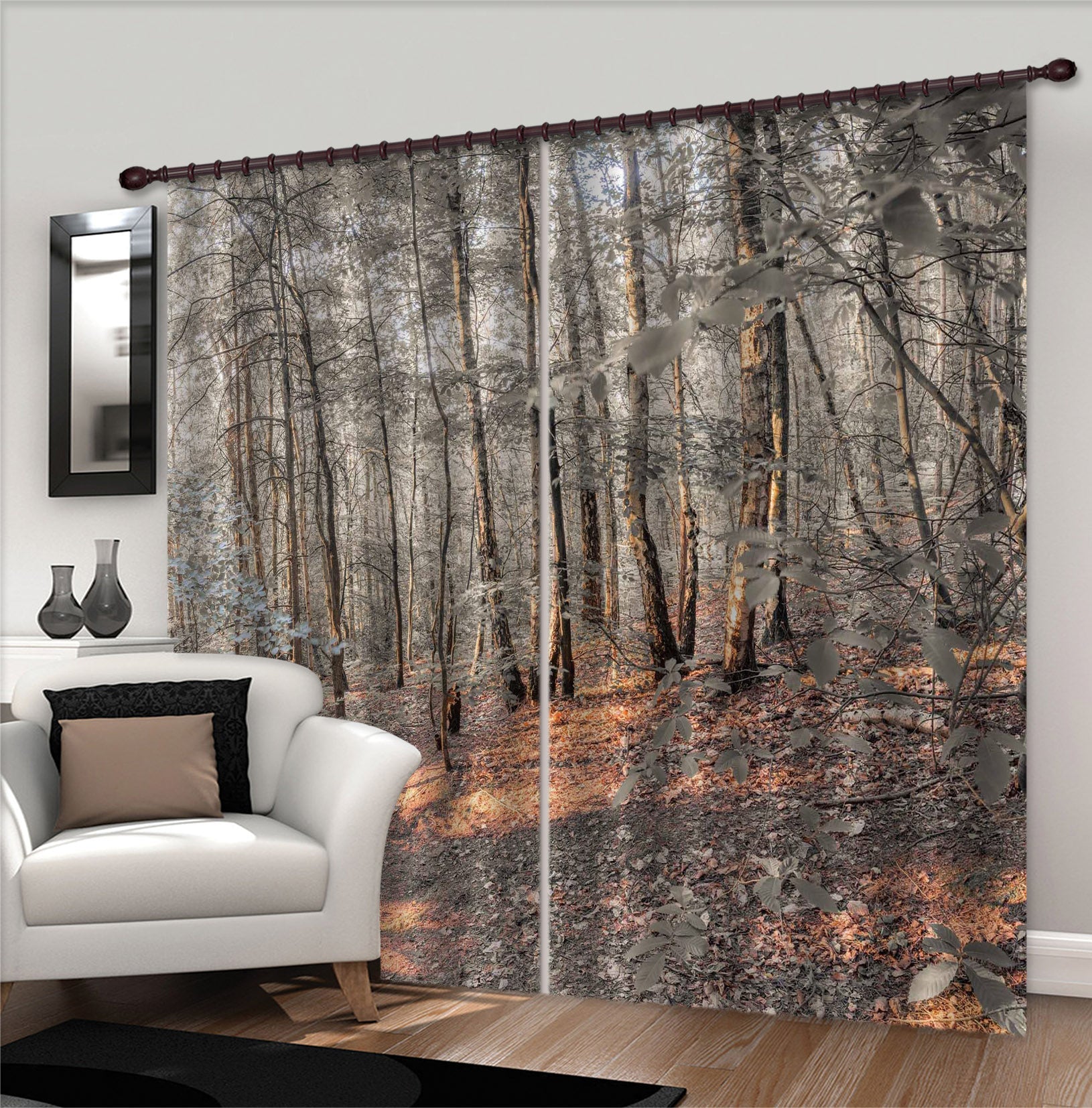 3D Forest Trees 6349 Assaf Frank Curtain Curtains Drapes