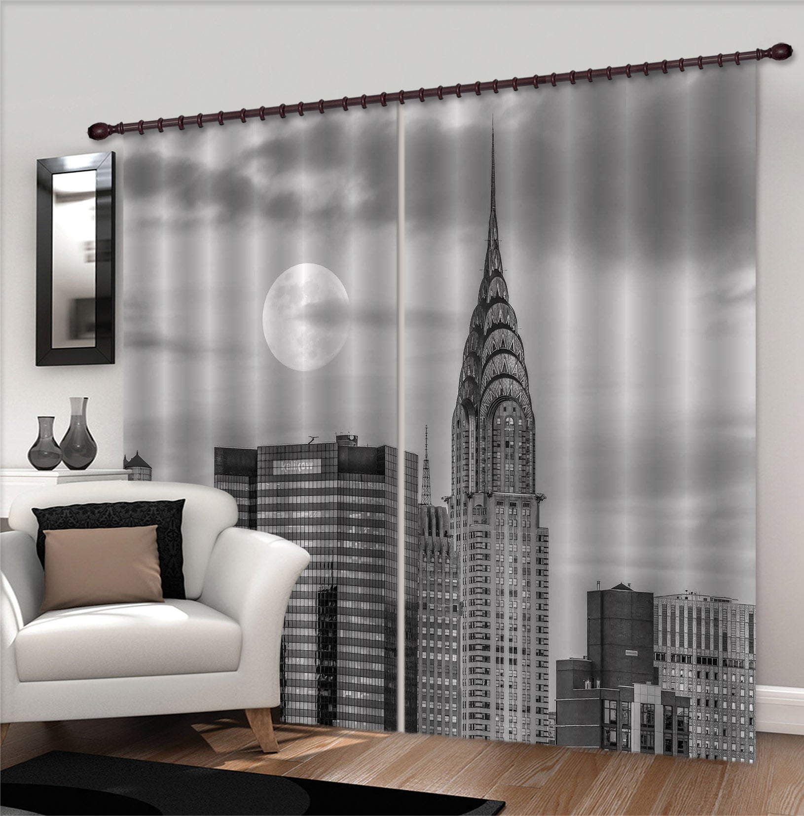 3D Grey Building 6321 Assaf Frank Curtain Curtains Drapes