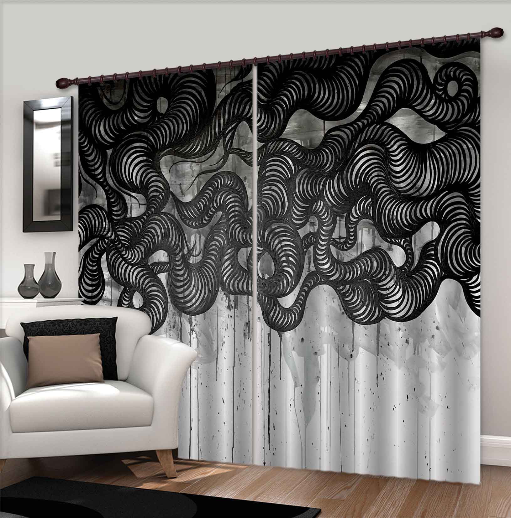 3D Black Sketch 379 Jacqueline Reynoso Curtain Curtains Drapes