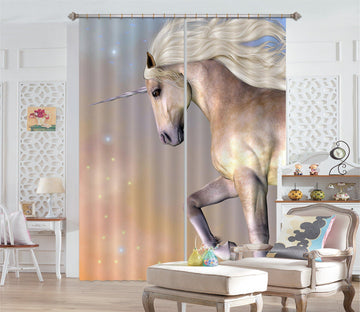 3D Half Body Unicorn 076 Curtains Drapes Curtains AJ Creativity Home 