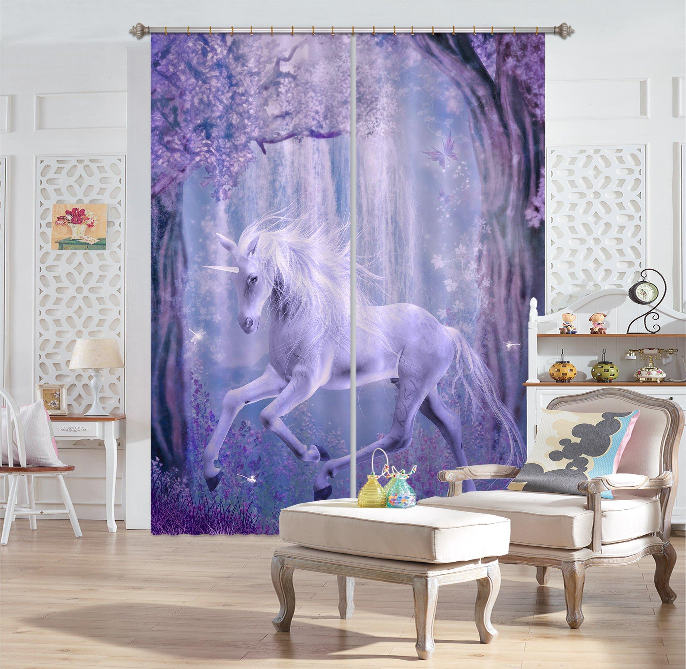 3D Dream Unicorn 082 Curtains Drapes Curtains AJ Creativity Home 