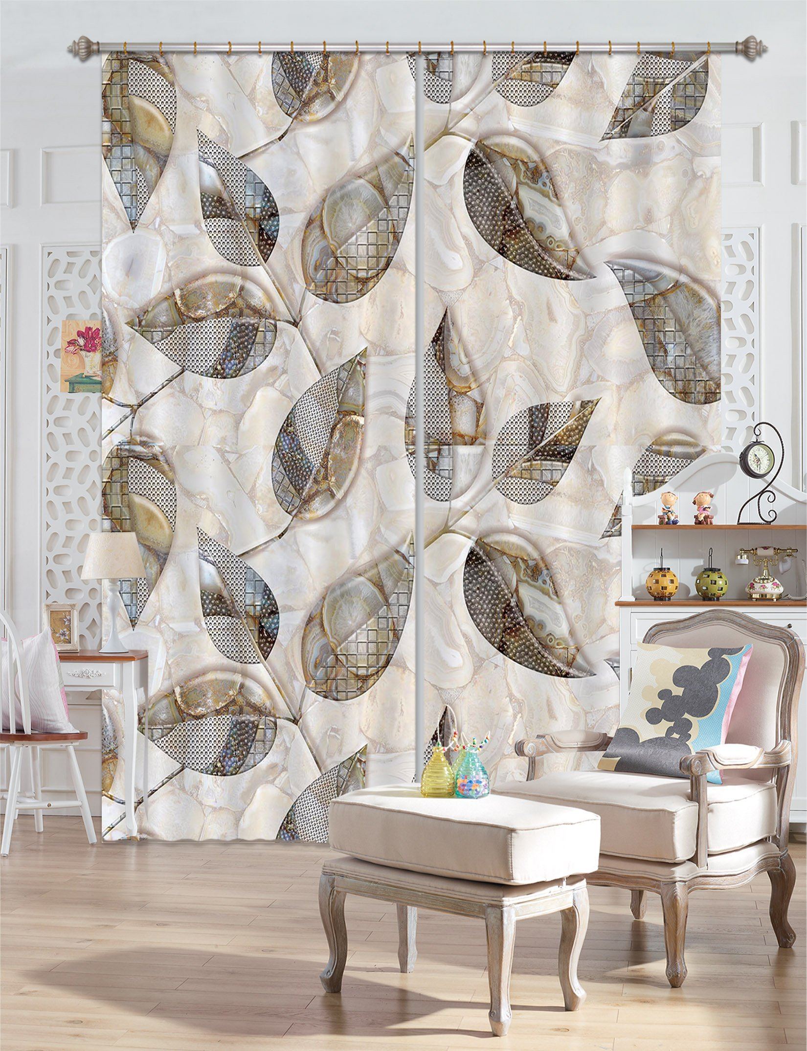 3D Leaf Shape Pattern 52 Curtains Drapes Curtains AJ Creativity Home 