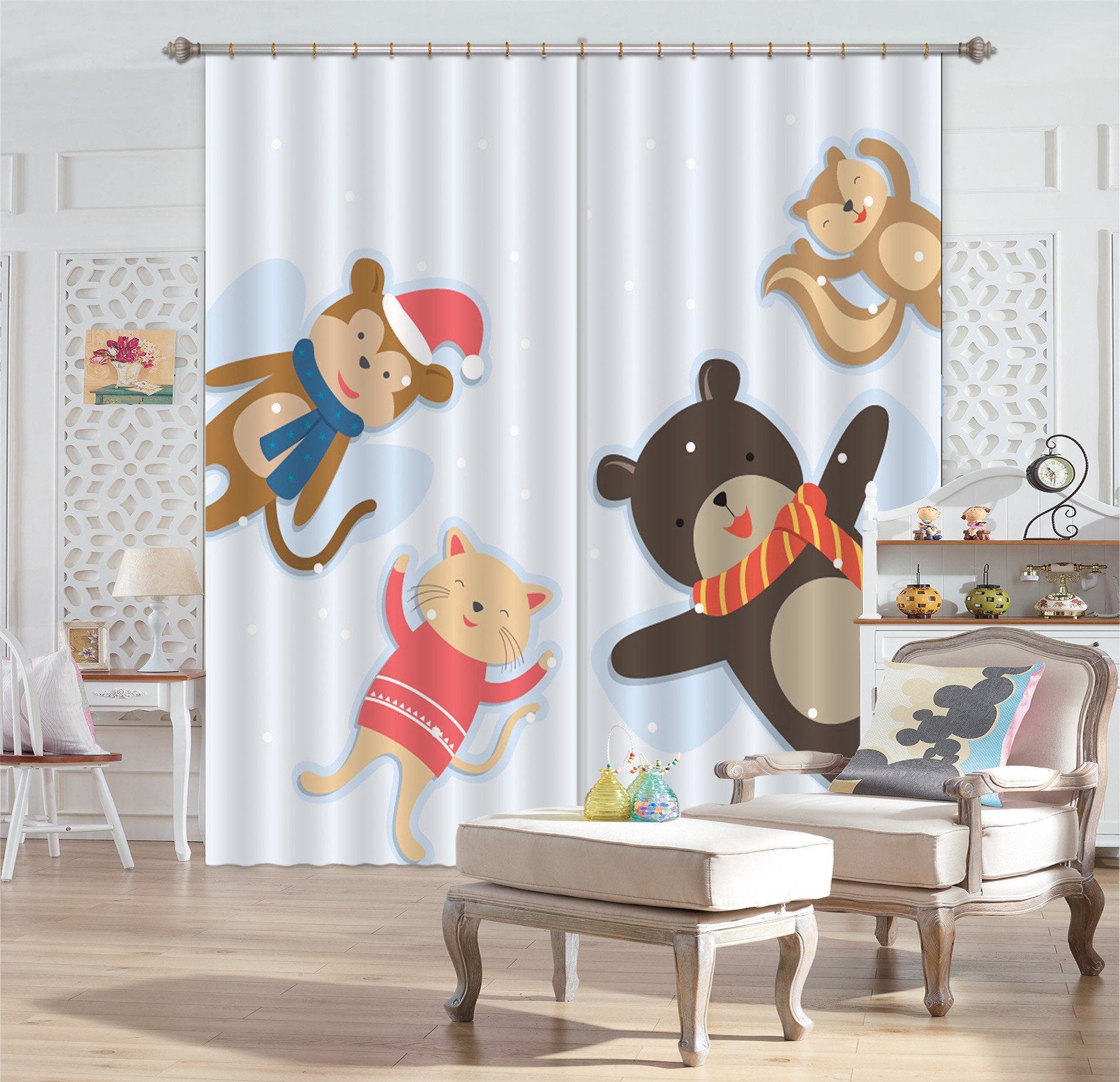 3D Animal Dolls 346 Curtains Drapes Wallpaper AJ Wallpaper 