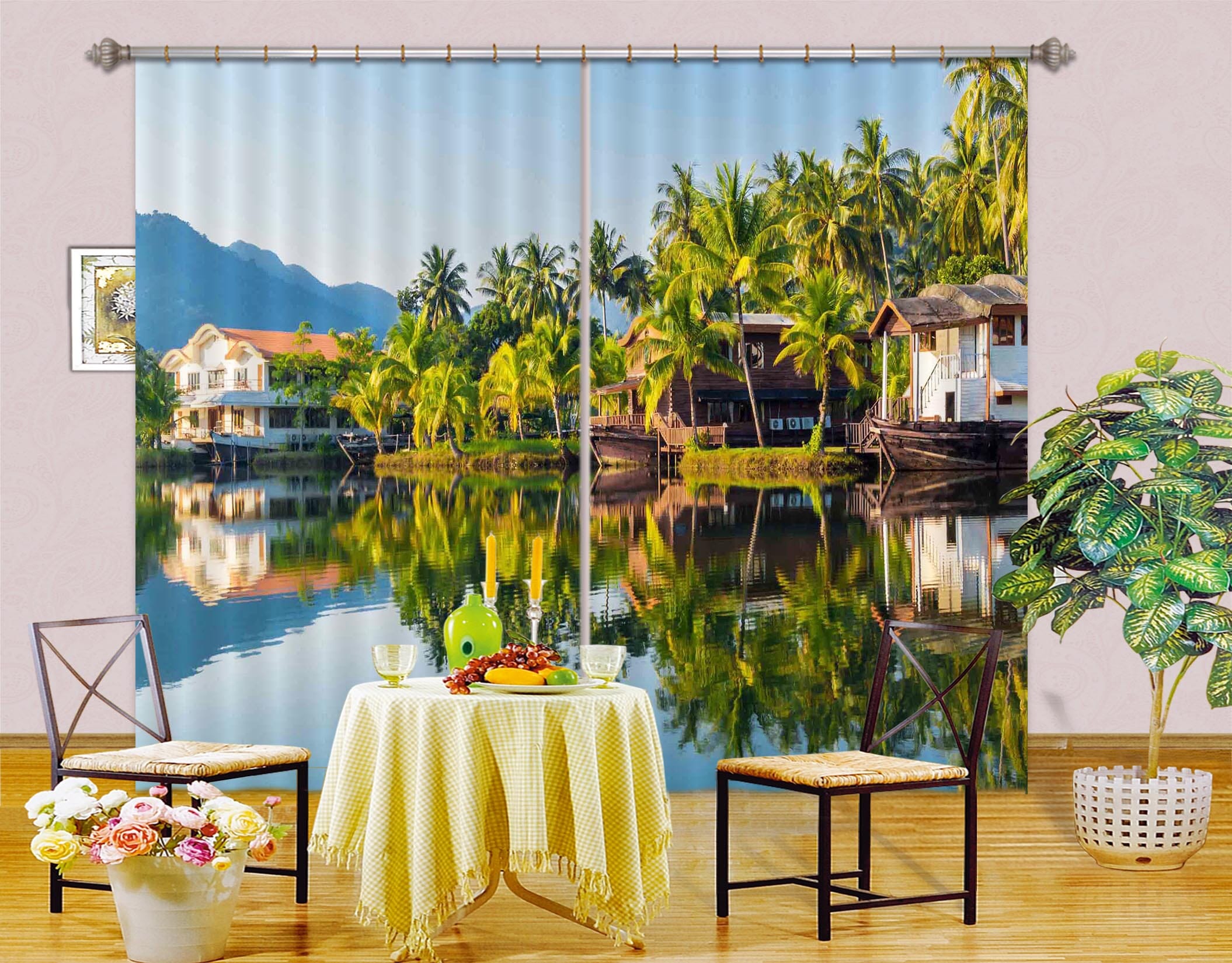 3D Water Manor 847 Curtains Drapes Wallpaper AJ Wallpaper 