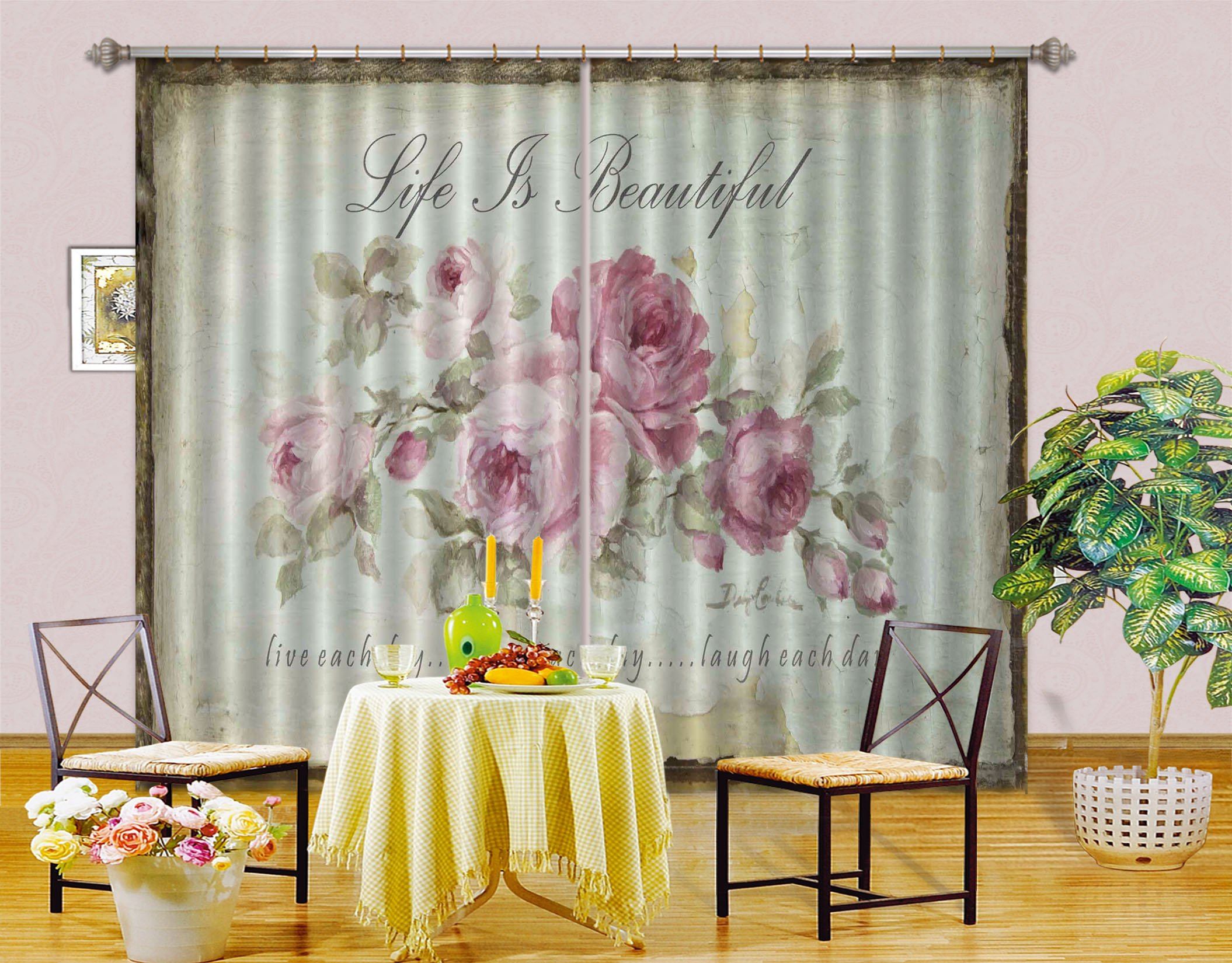 3D Beautiful Flowers 054 Debi Coules Curtain Curtains Drapes Curtains AJ Creativity Home 