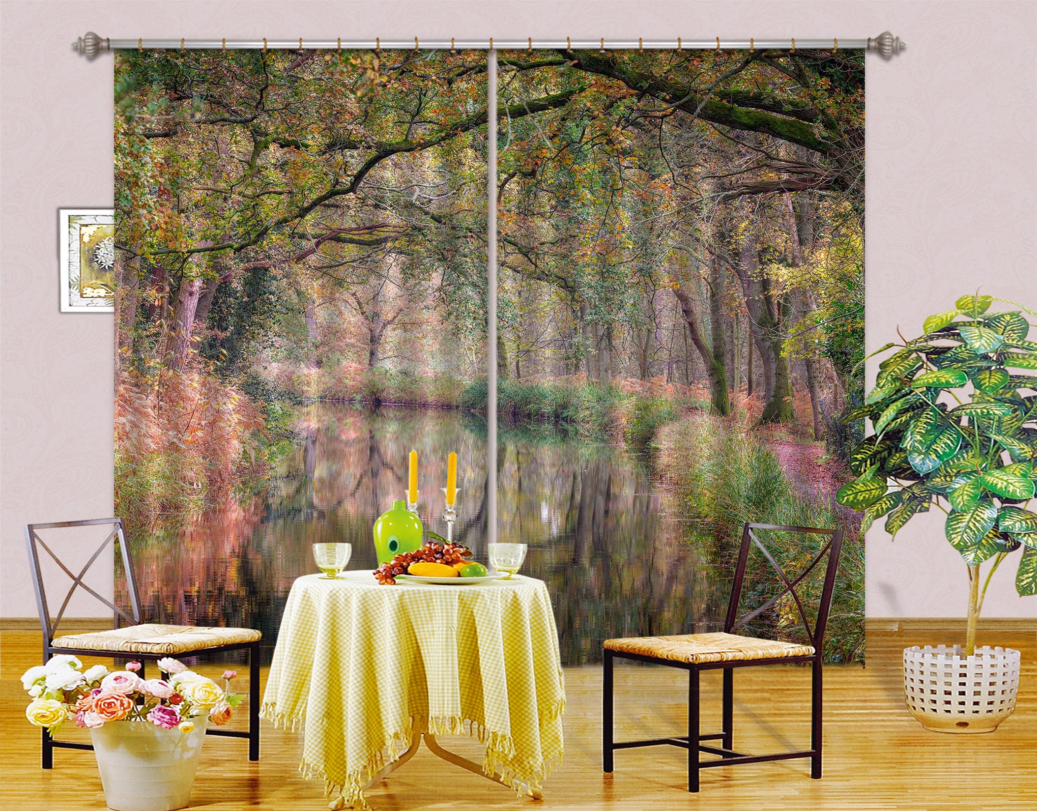 3D Green Leaves 6357 Assaf Frank Curtain Curtains Drapes